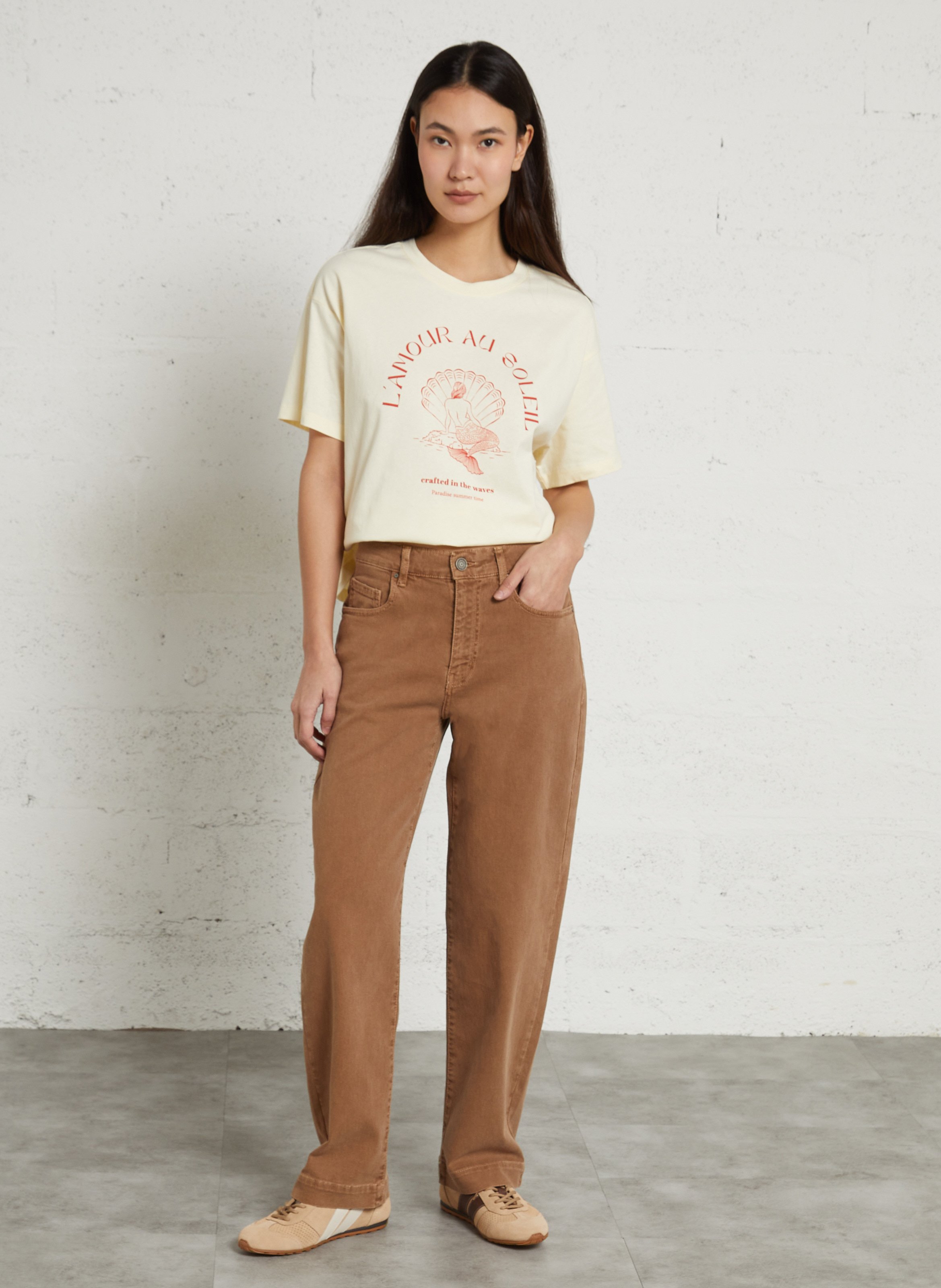 Flache Sneaker aus Veloursleder CAVAL Beige