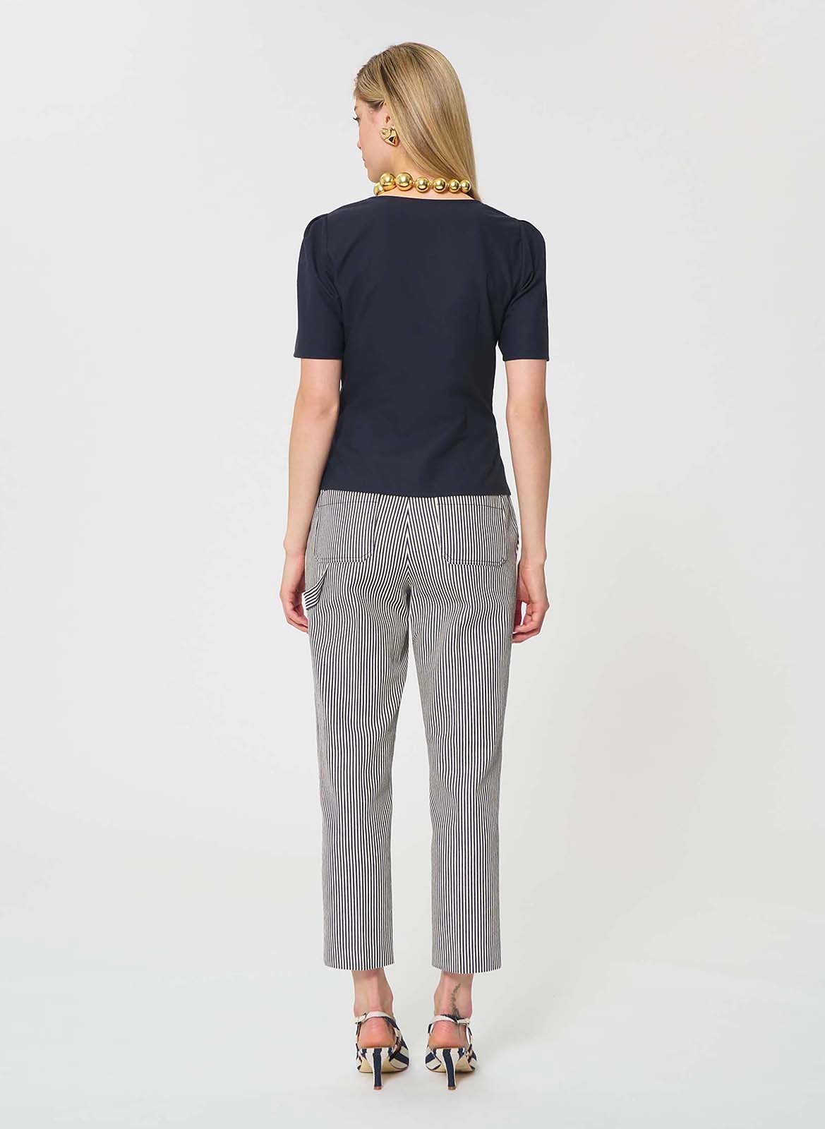 Top droit boutonné manches ballon TARA JARMON Bleu