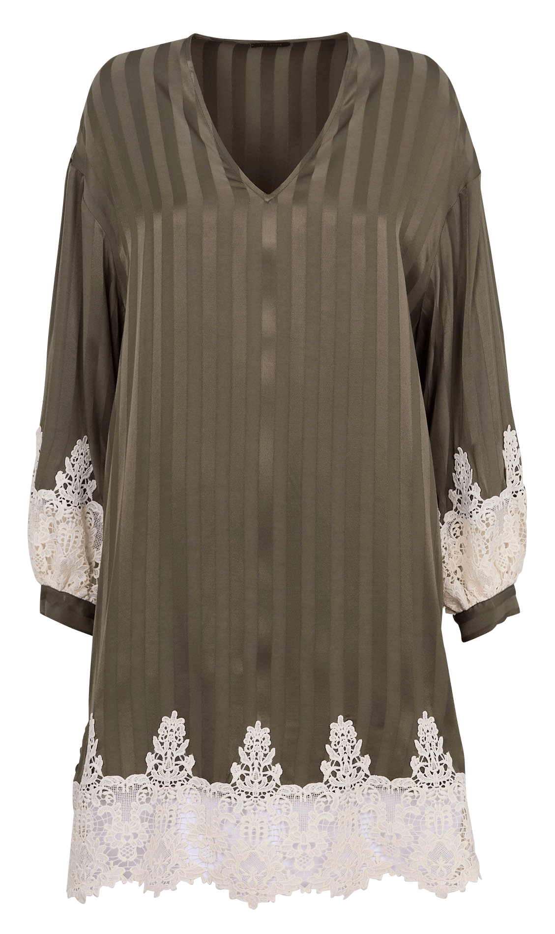 Korte, wijde jurk met V-hals IKKS Kaki