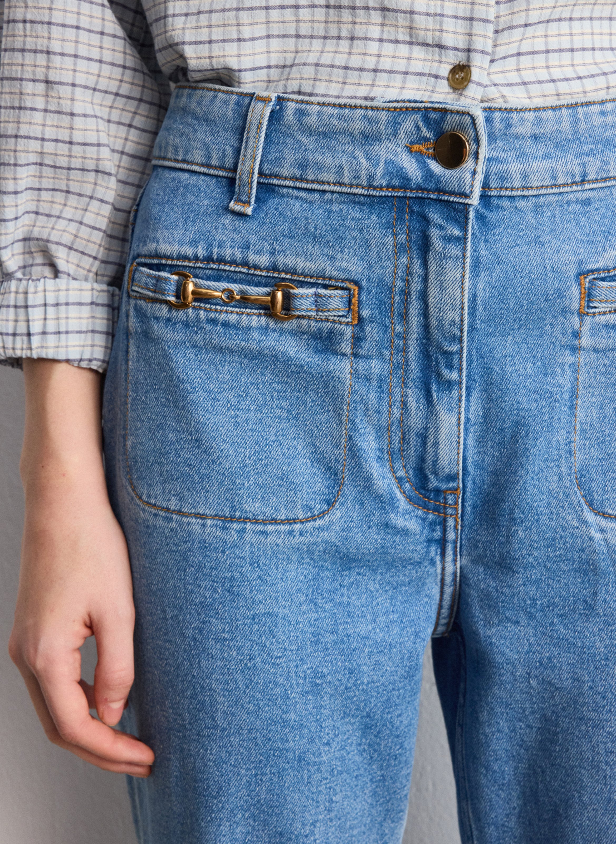 Jean flare en coton mélangé PABLO Bleu