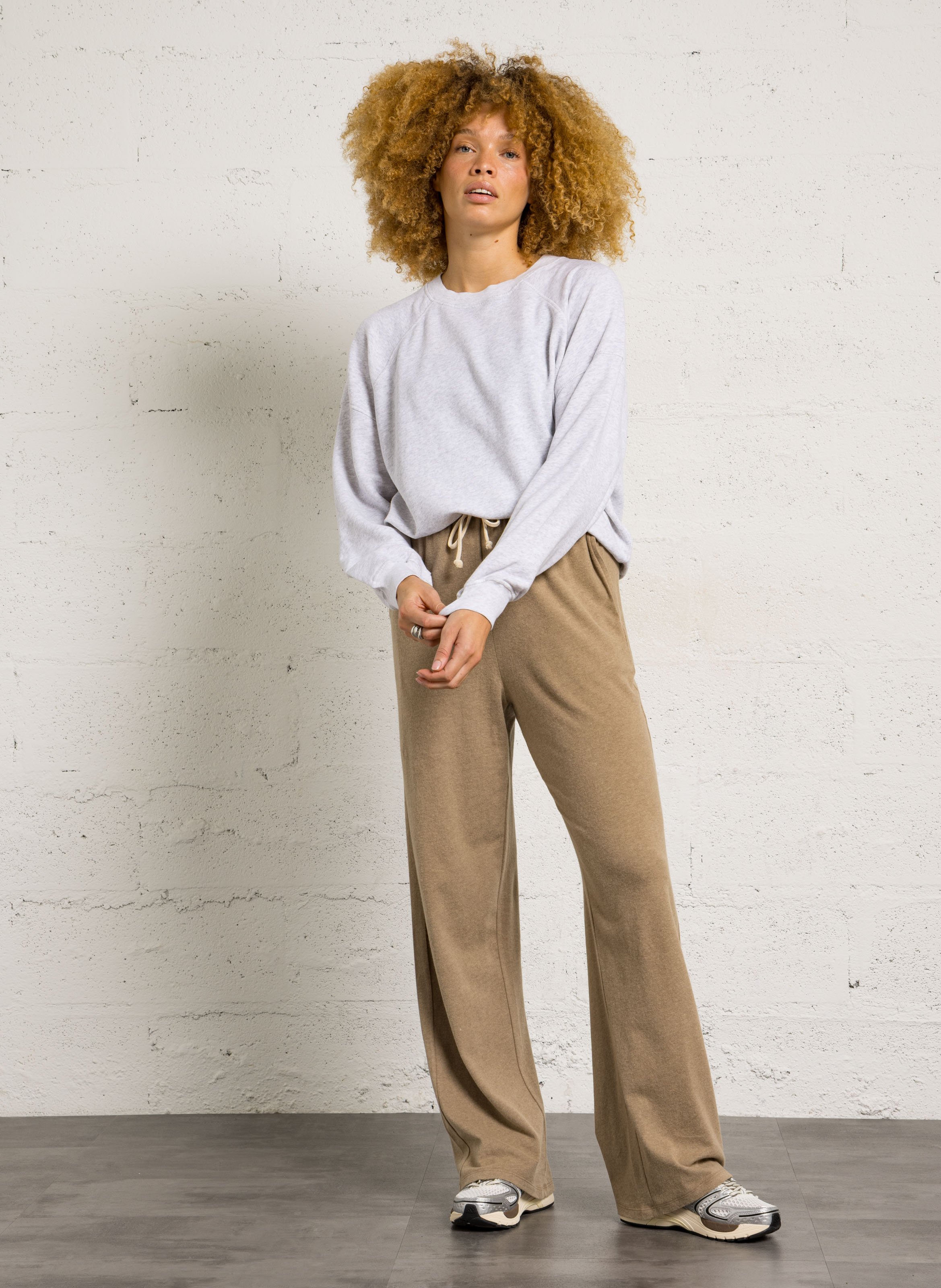 Sweat oversize col rond en coton mélangé AMERICAN VINTAGE Gris