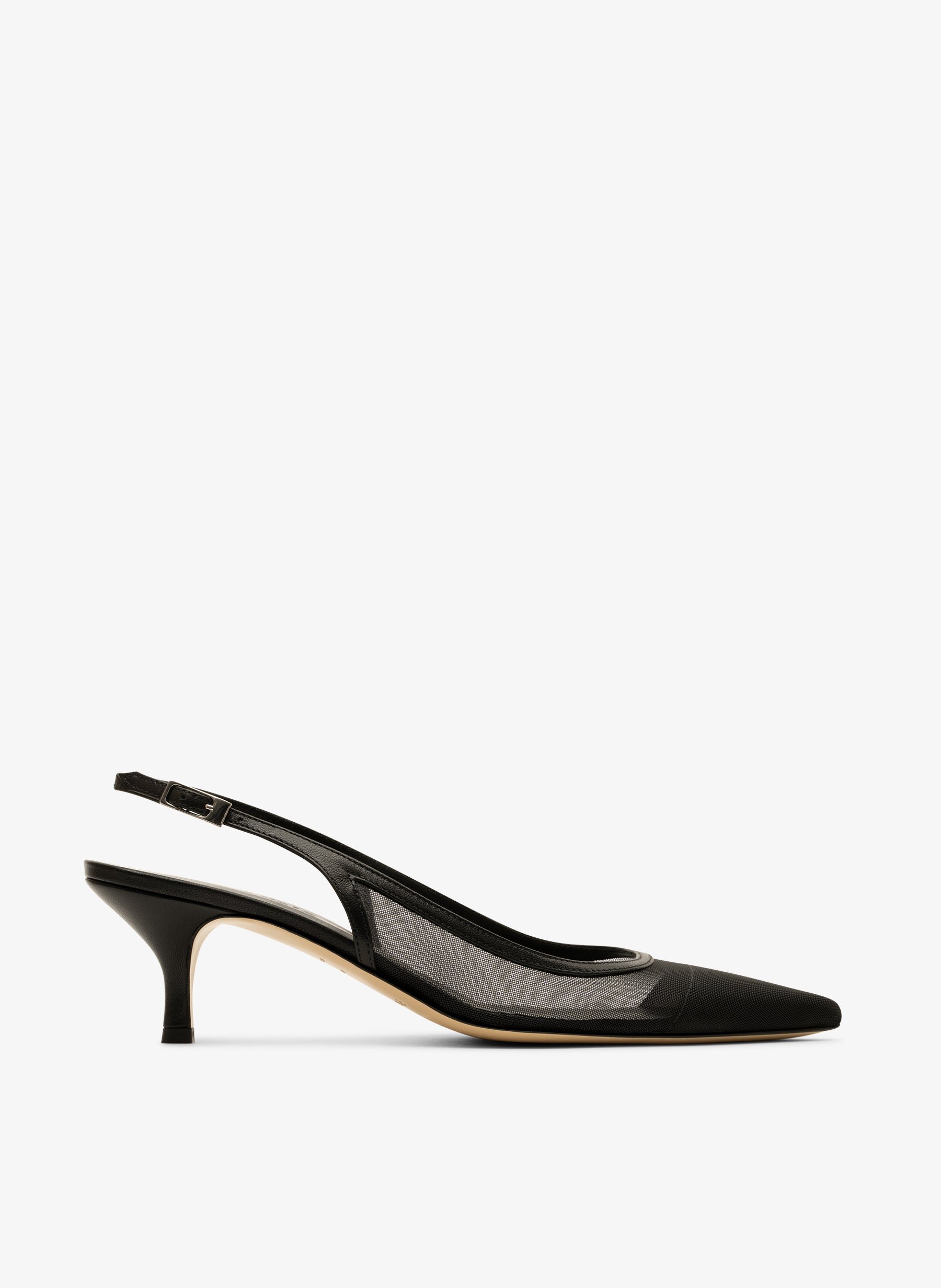 Slingback en cuir et mesh noir PARALLELE PARIS Noir