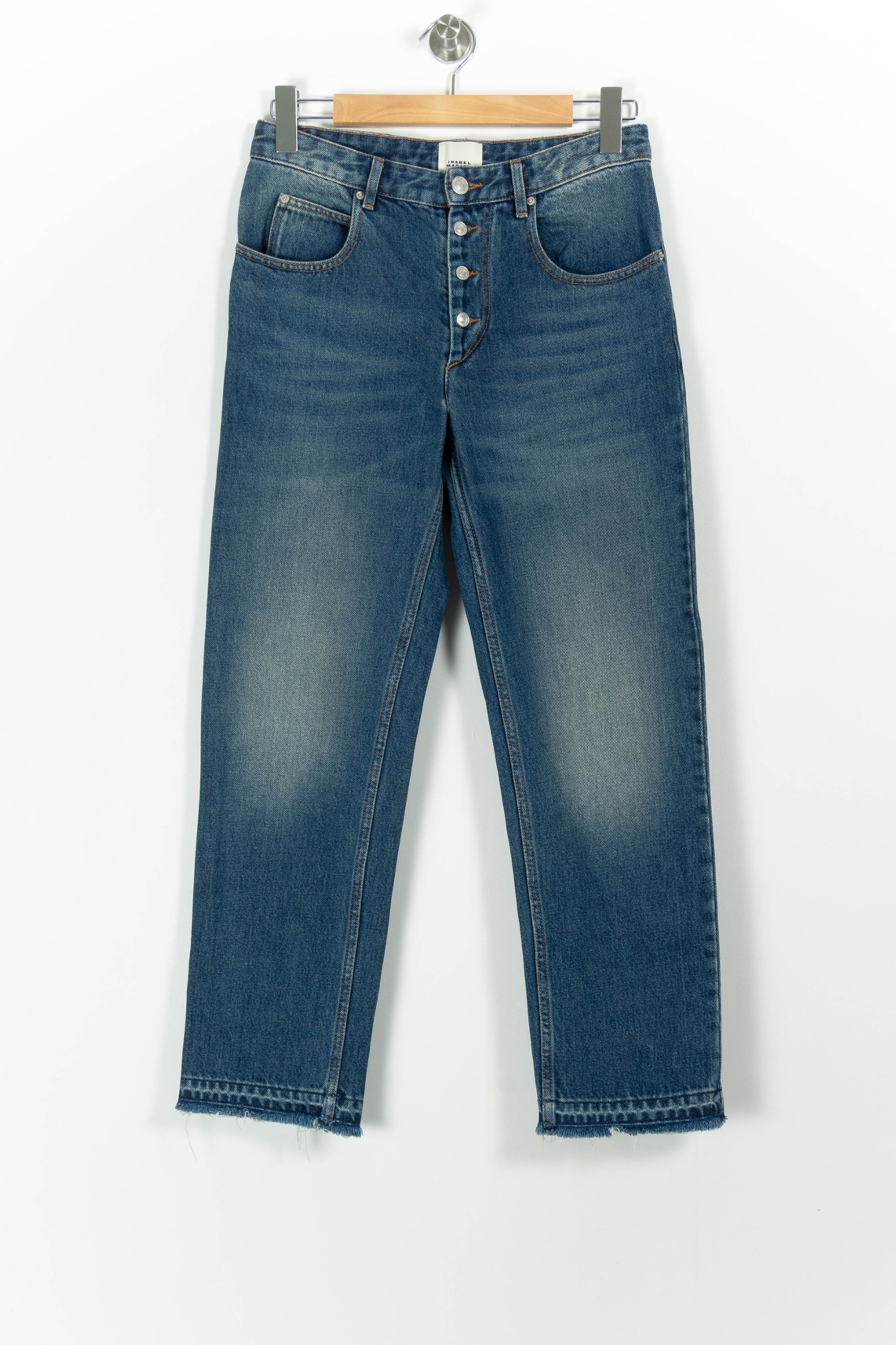 Cropped slim jeans with studs ISABEL MARANT - Seconde Main Blue