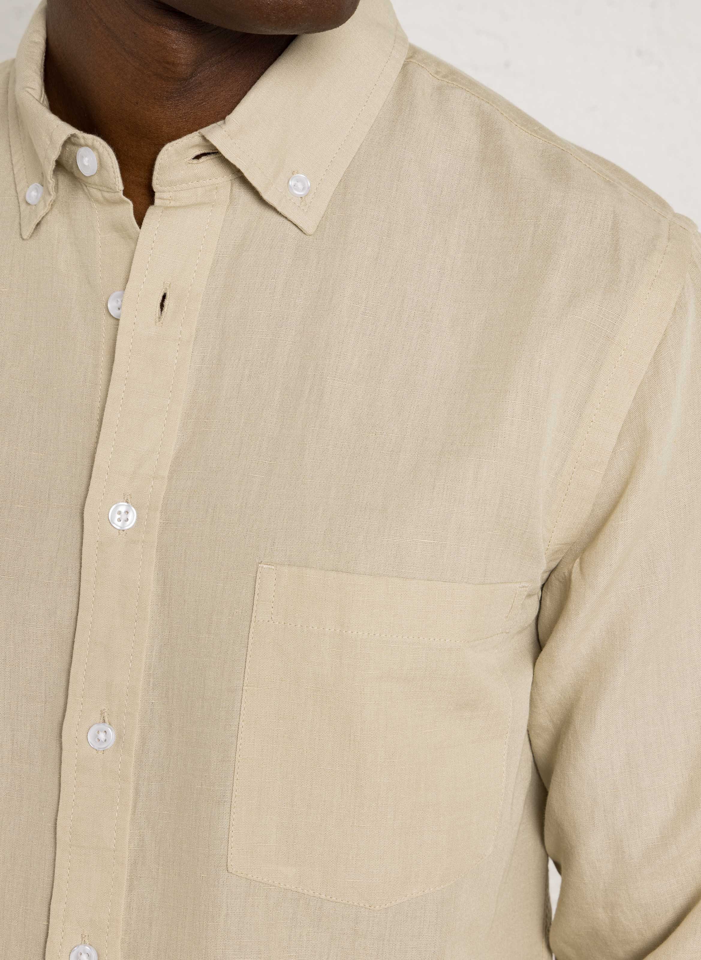 Chemise col classique en lin mélangé MINIMUM Beige