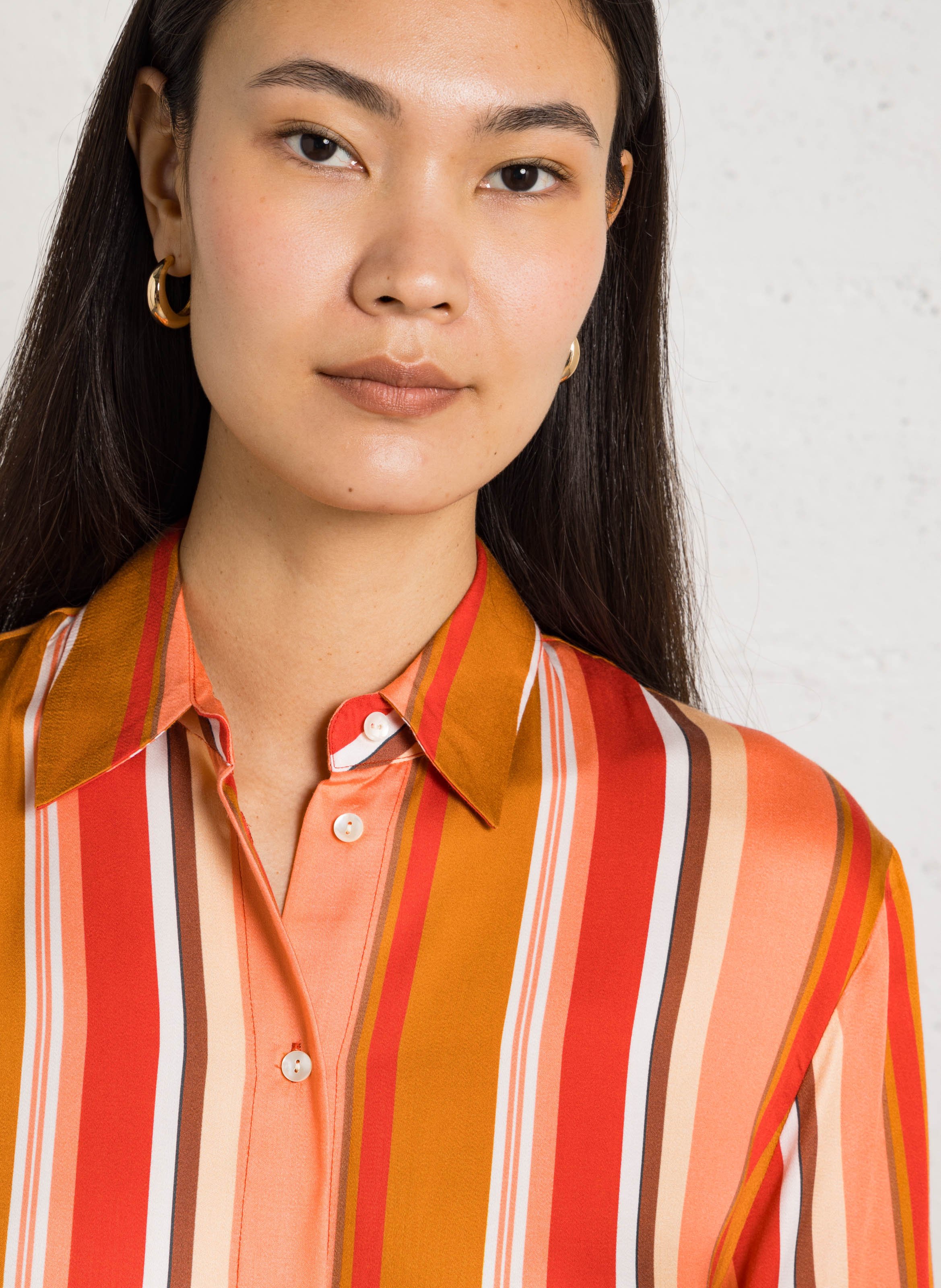 Lang und weit geschnittenes Streifen-Kleid BELLA JONES Rot