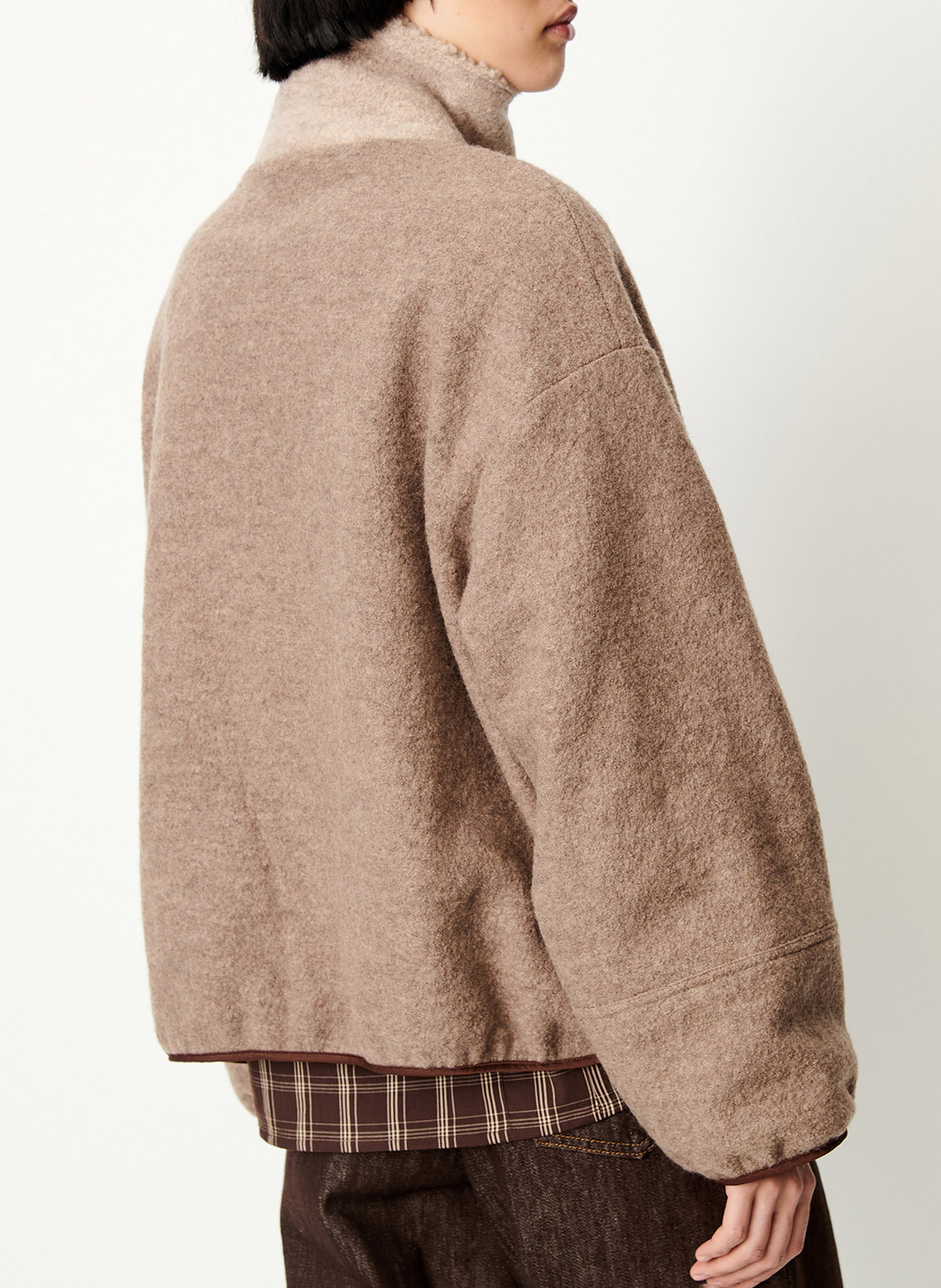 Wollmantel mit hohem einfarbigem Stehkragen SESSUN Beige