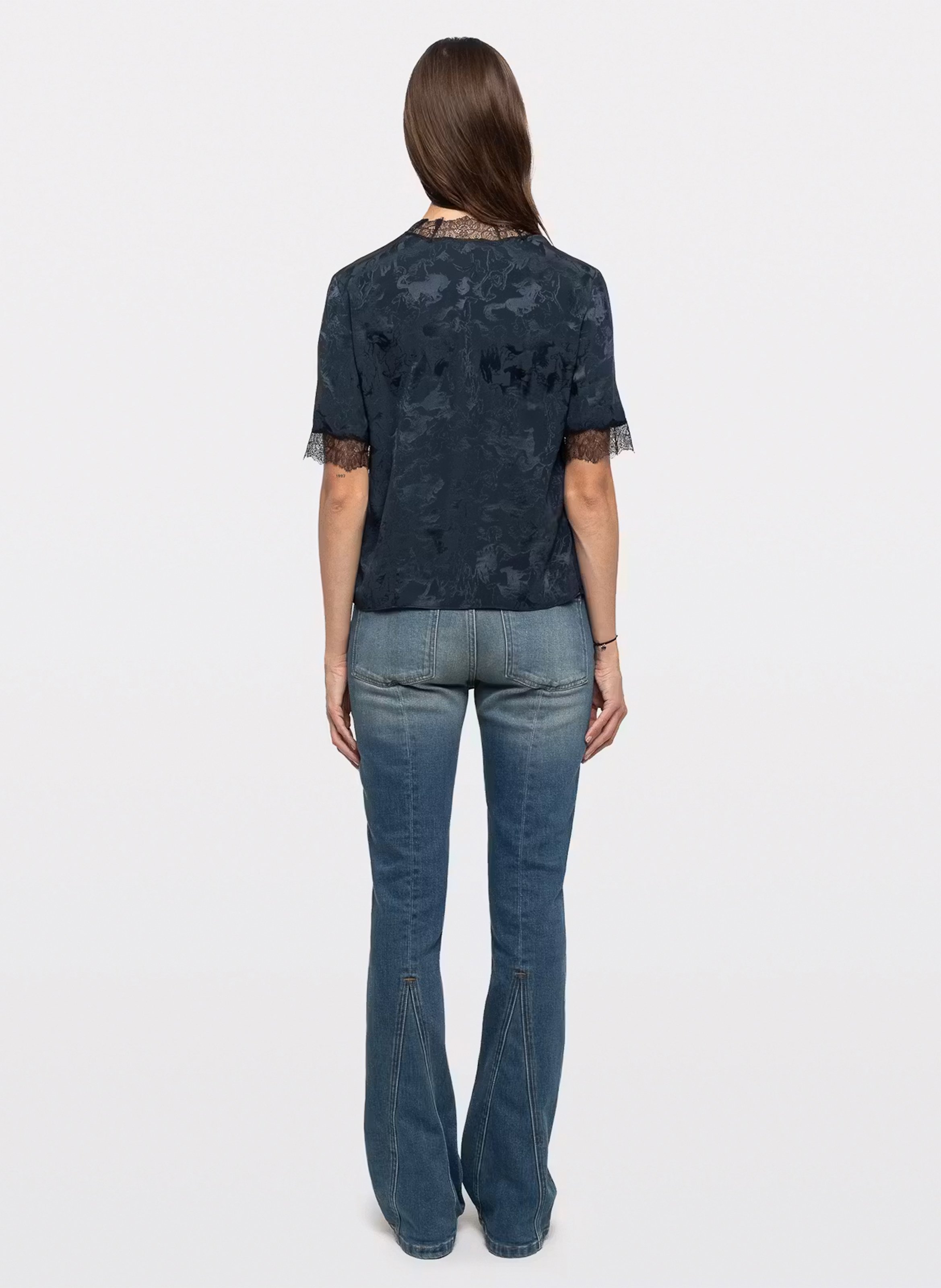 Silk printed V-neck straight top ZADIG&VOLTAIRE Blue