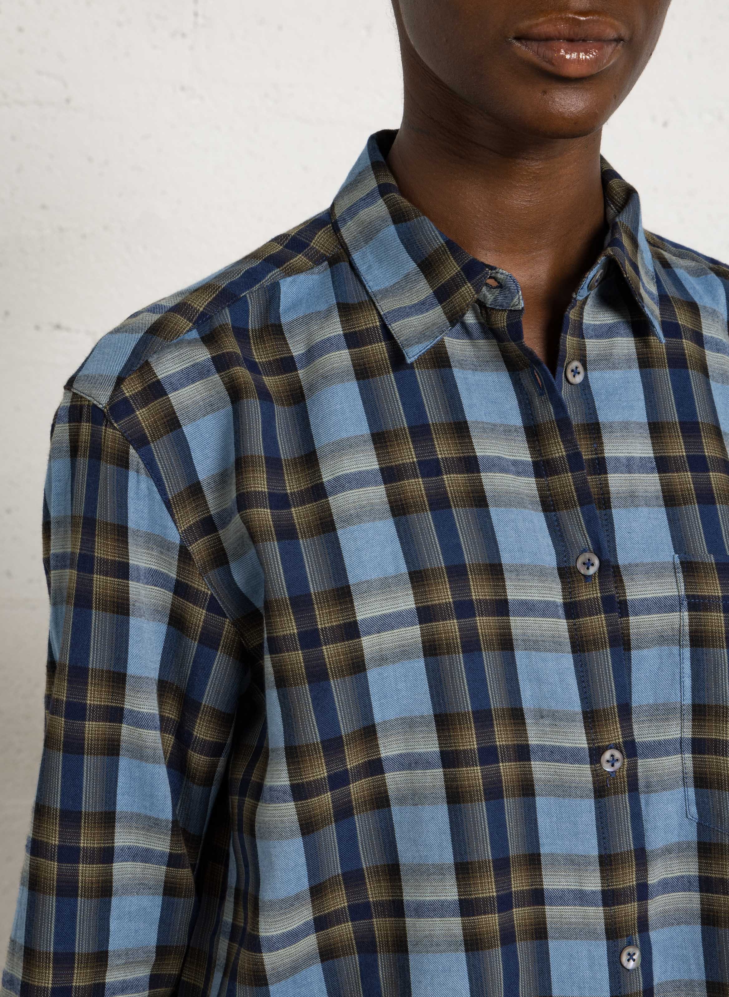Checked cotton shirt NICE THINGS Blue