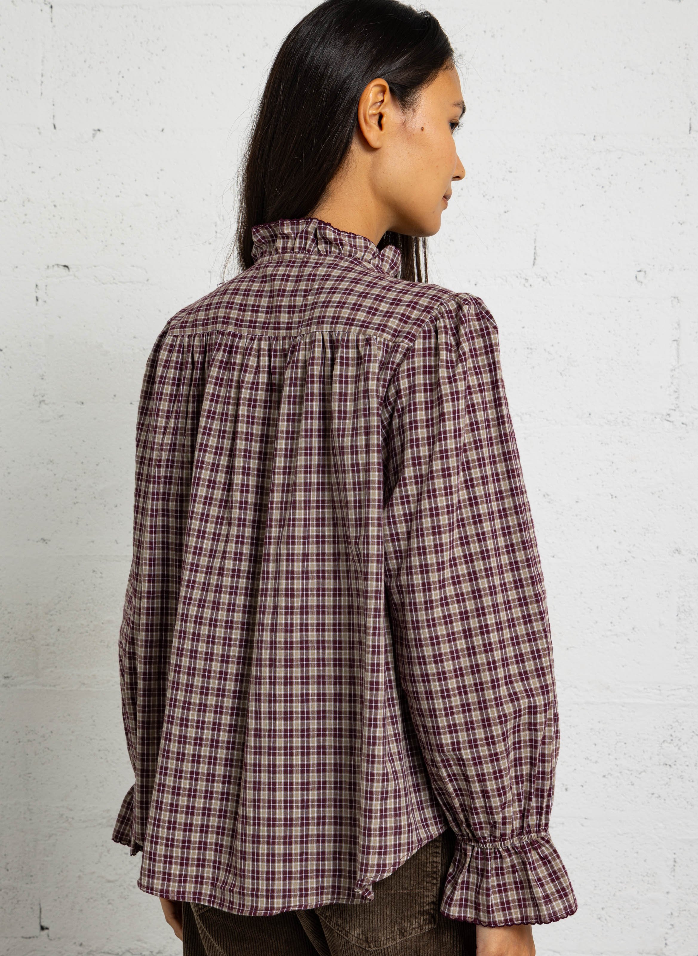 Chemise col à volant en coton SEE U SOON Violet