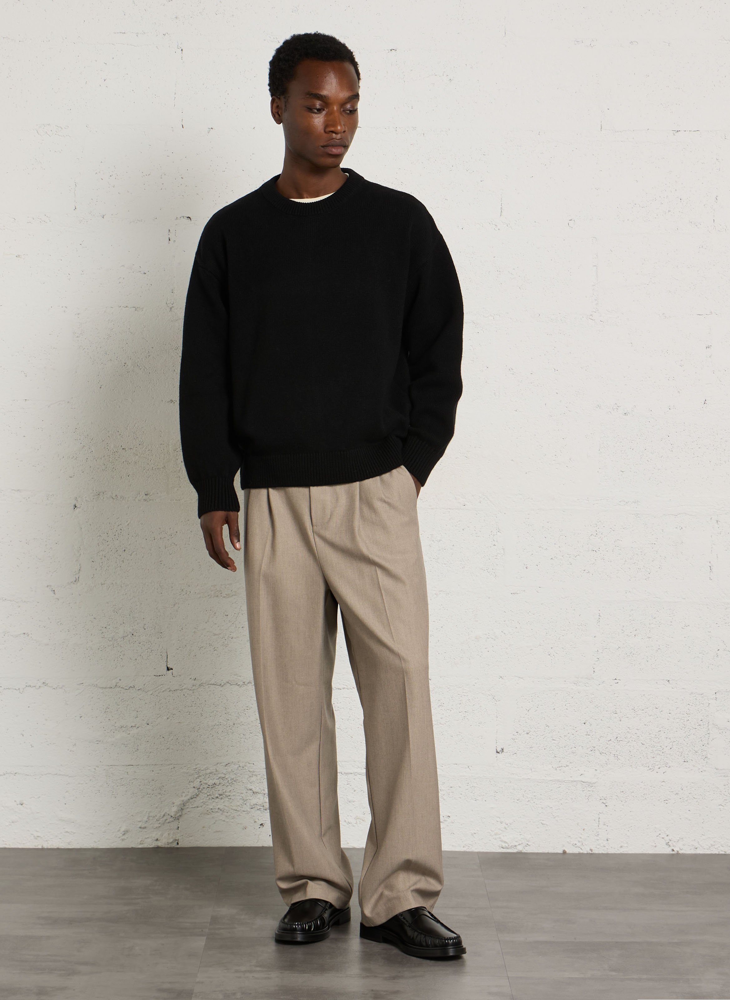 Oversize Rundhalsausschnitt-Pullover aus recycelter Wolle COLORFUL STANDARD Schwarz