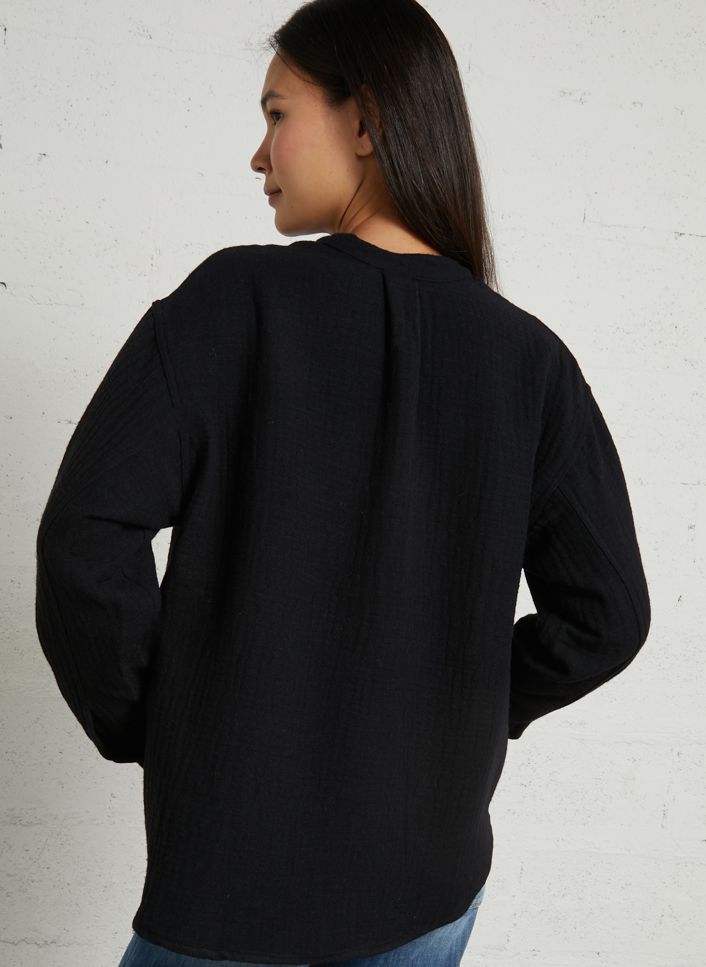 Top met Mao-kraag van gemengde wol HOD PARIS Zwart