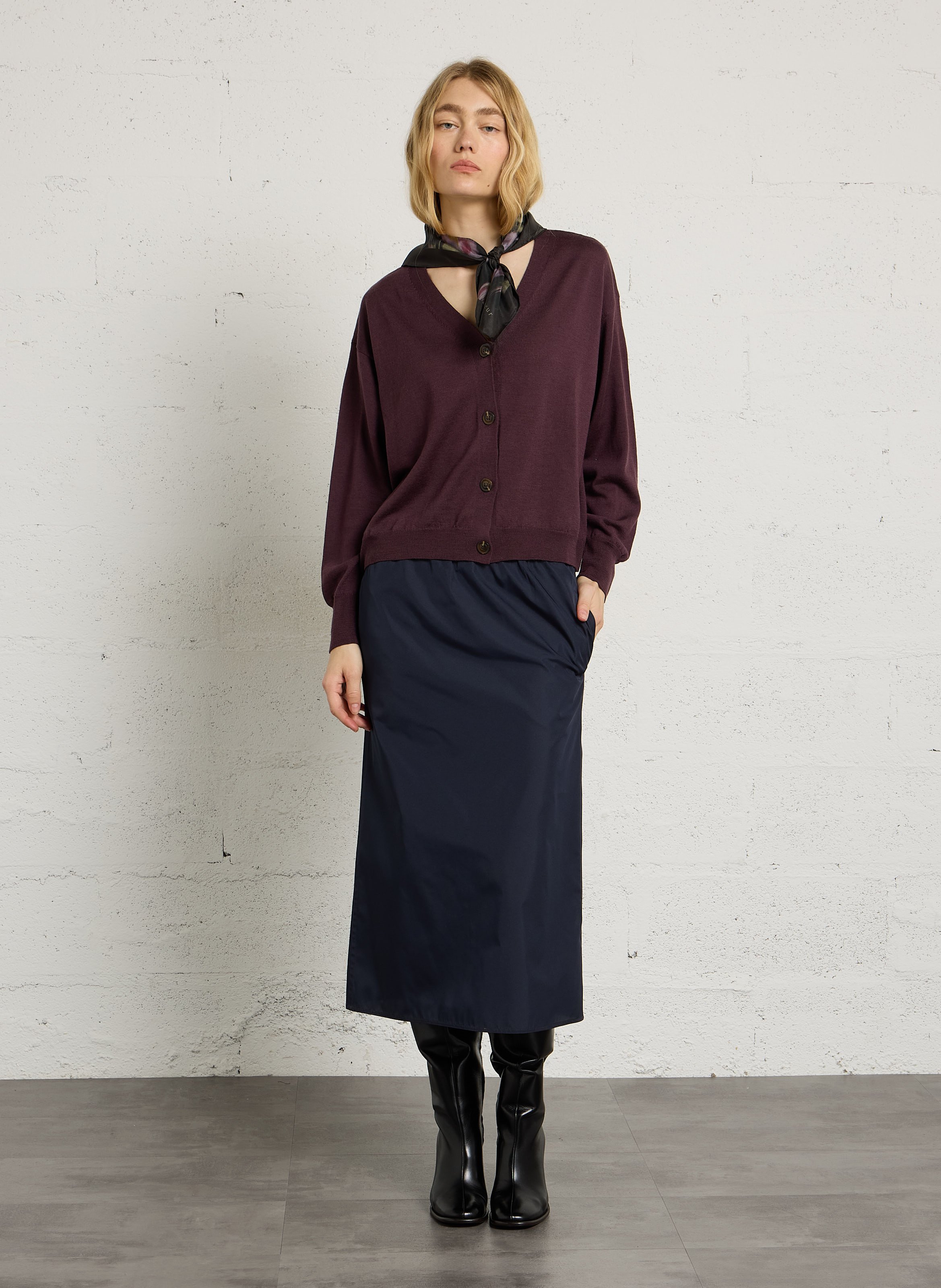 Oversize-Strickjacke aus Wolle mit V-Ausschnitt SOEUR Braun