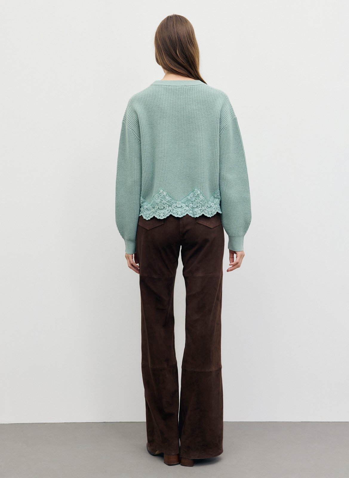 Loose-fit round-neck wool sweater GERARD DAREL Green