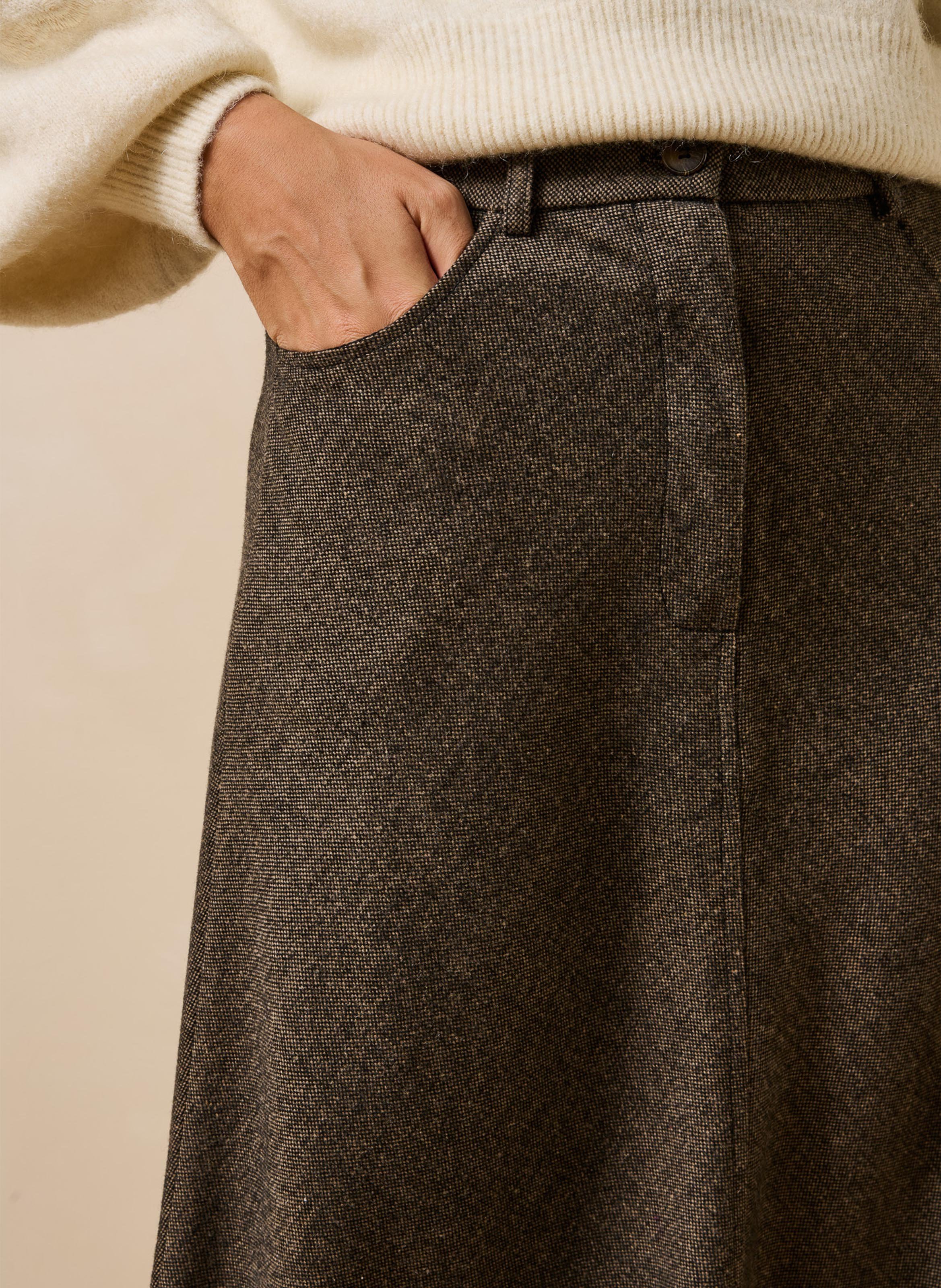 Halflange gerende rok LA FEE MARABOUTEE Bruin
