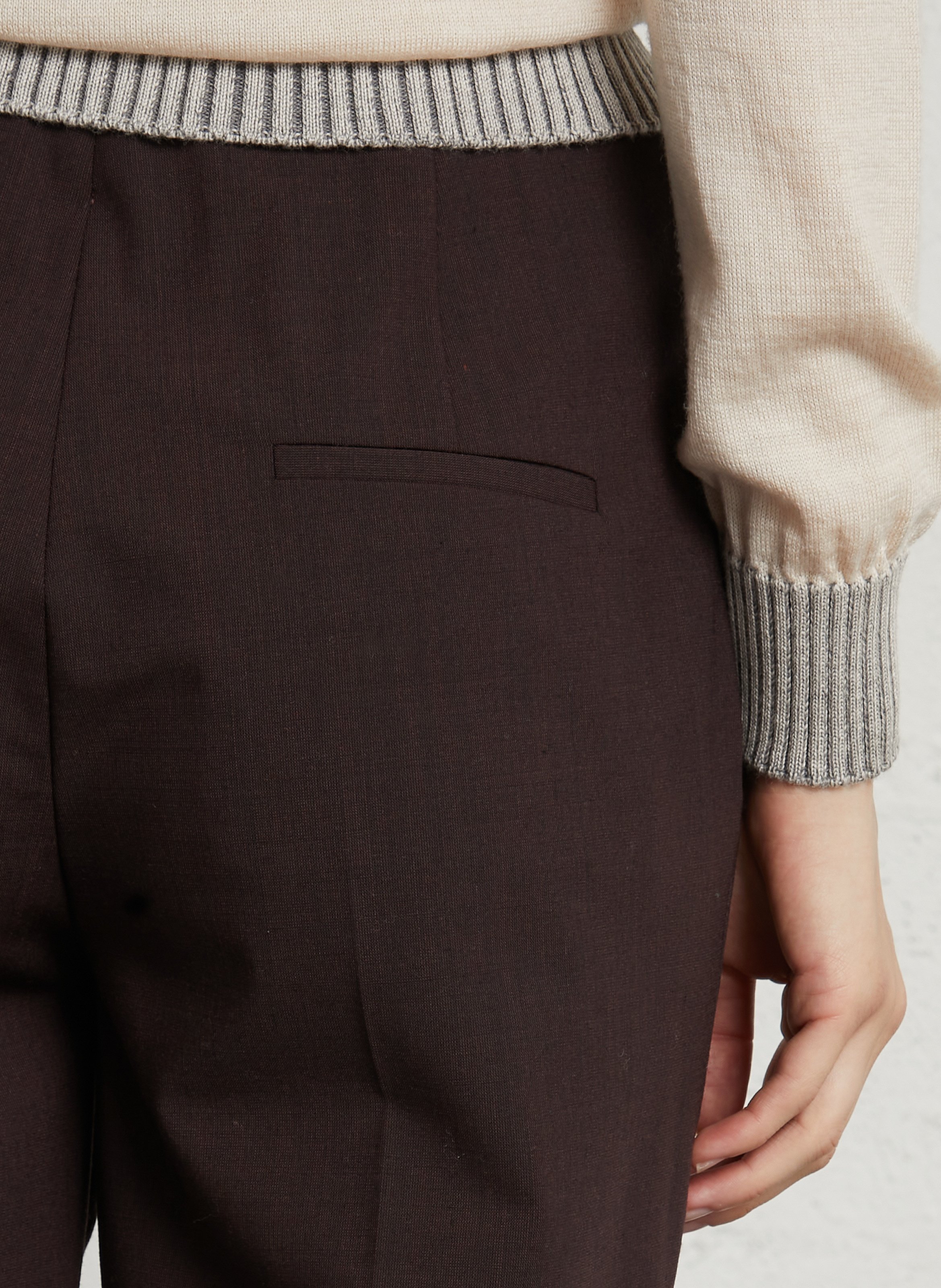 Pantalon slim en laine mélangée MOMONI Marron
