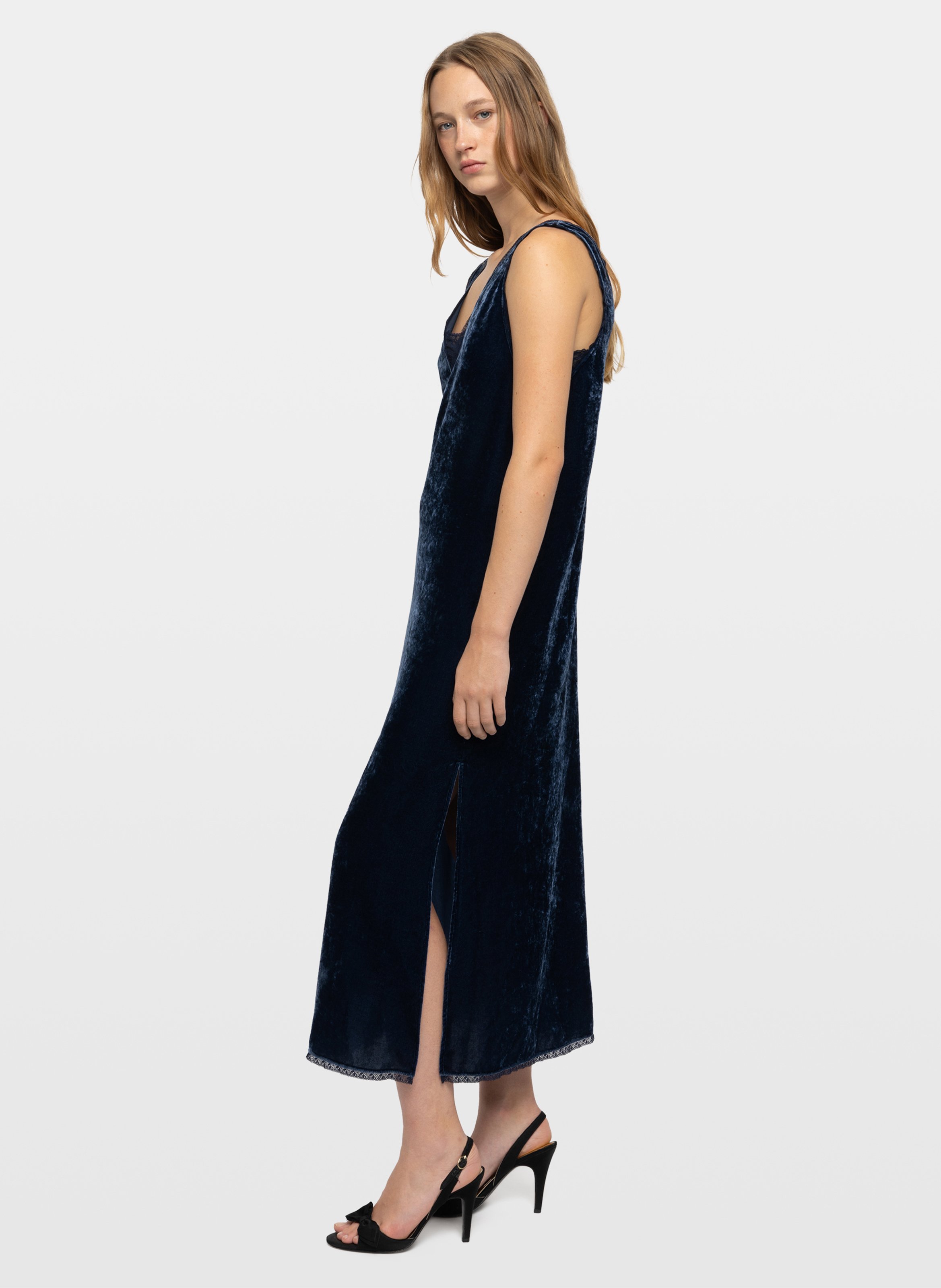 Lange rechte fluwelen jurk ZADIG&VOLTAIRE Blauw