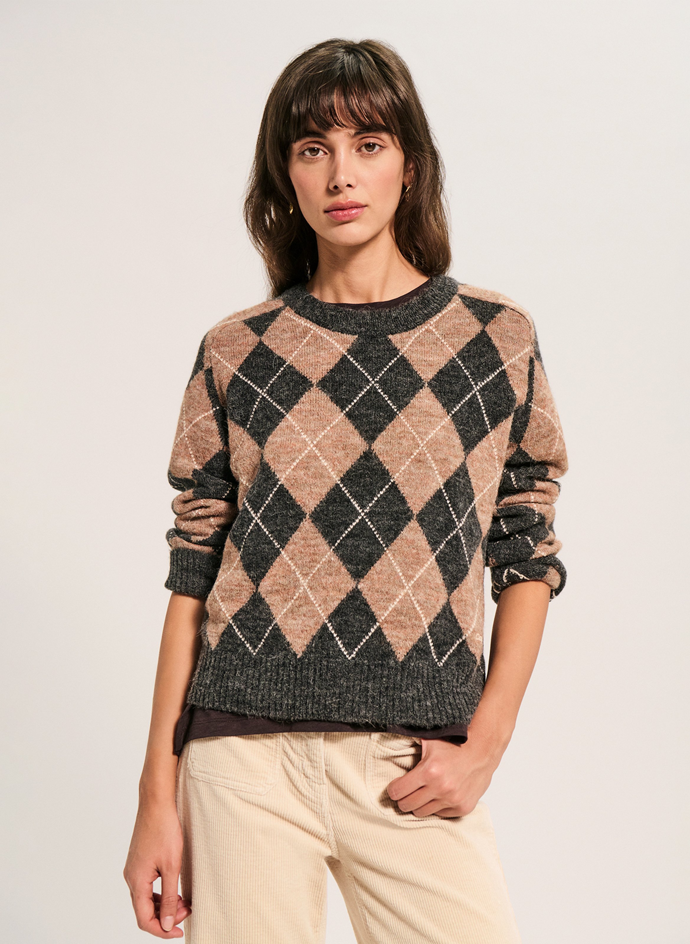 Pull droit col rond PABLO Marron