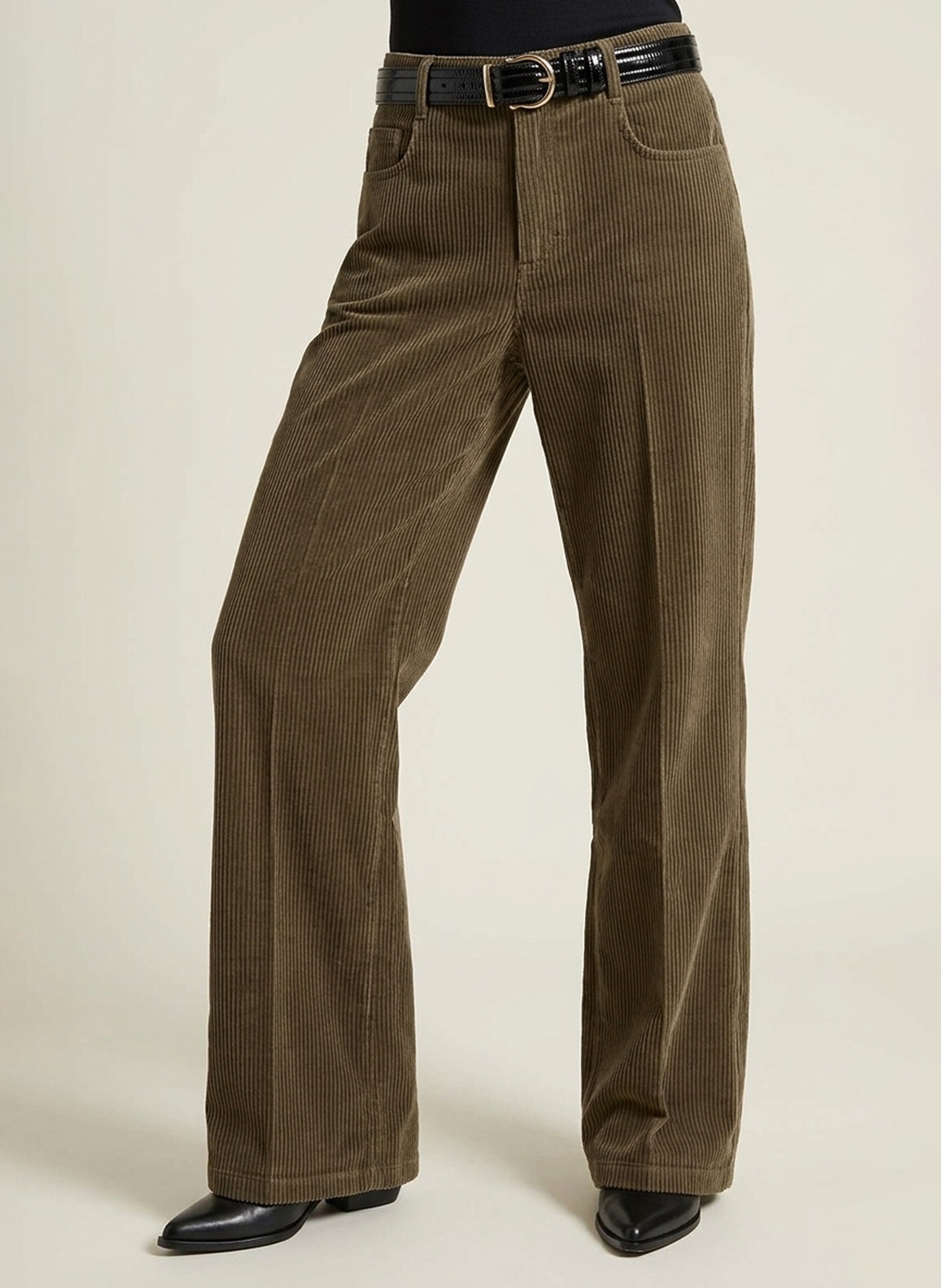 Weite, gerippte Hose aus Baumwolle KOOKAI Khaki