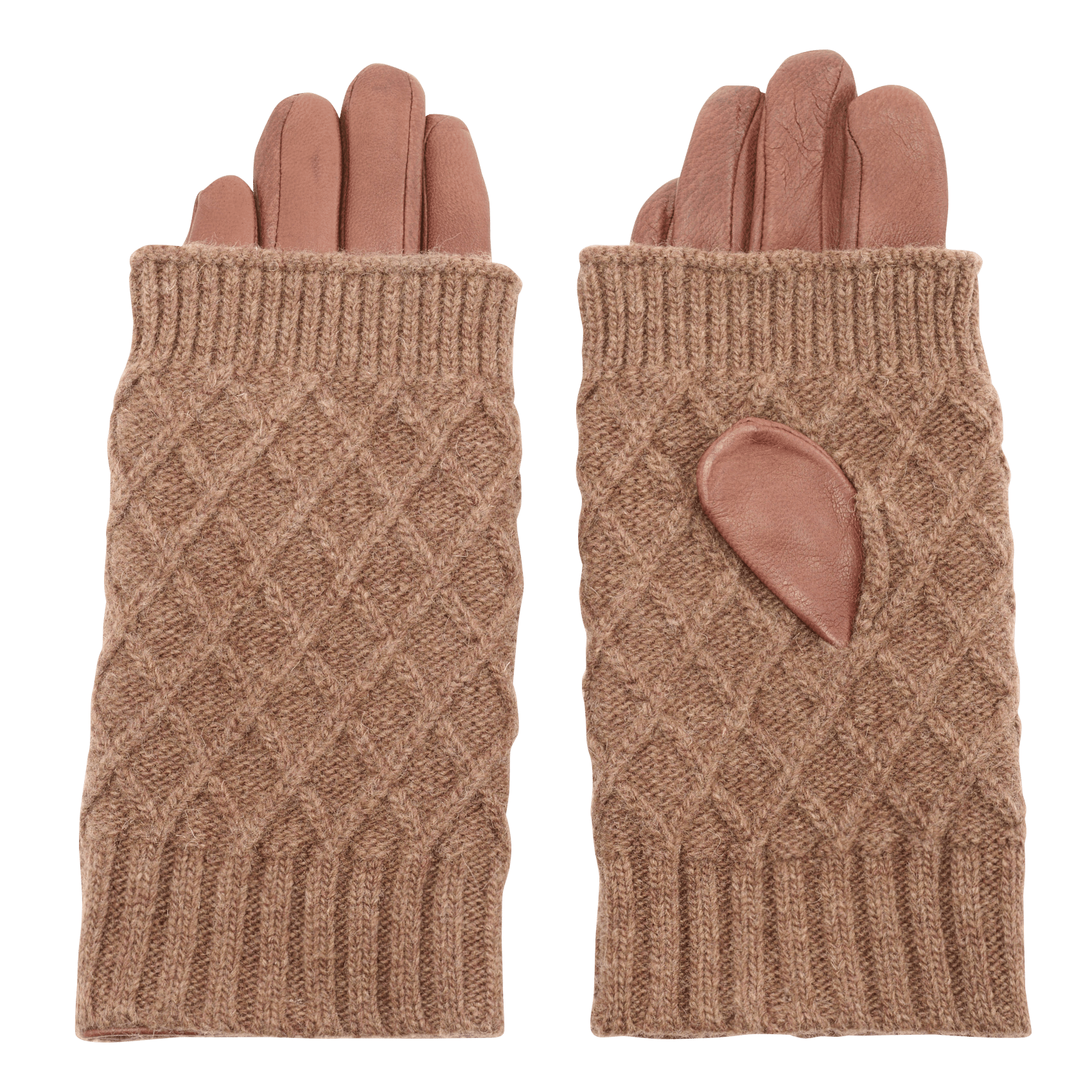 Lederhandschuhe mit Wolle MAISON 123 Beige