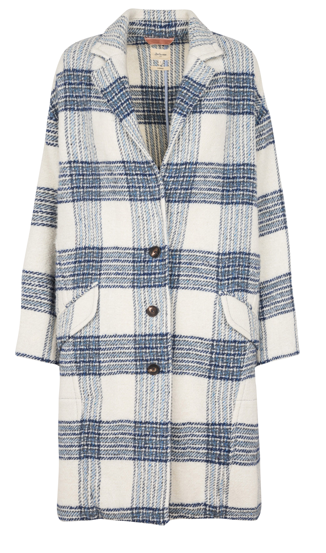 Lange, ruimvallende jas met reverskraag | wolblend BELLEROSE Groen