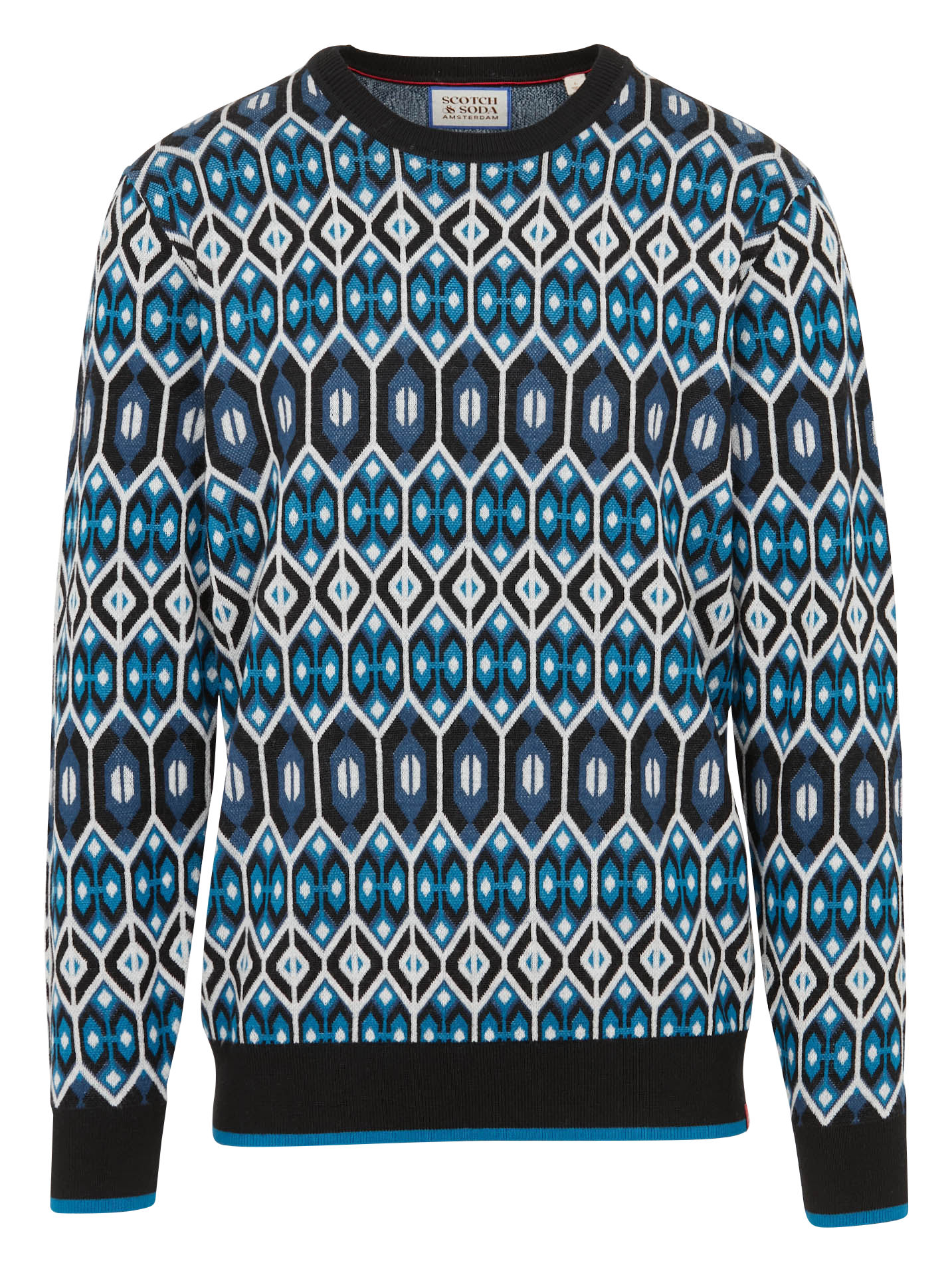 Trui met ronde hals en print | wolblend SCOTCH AND SODA Blauw