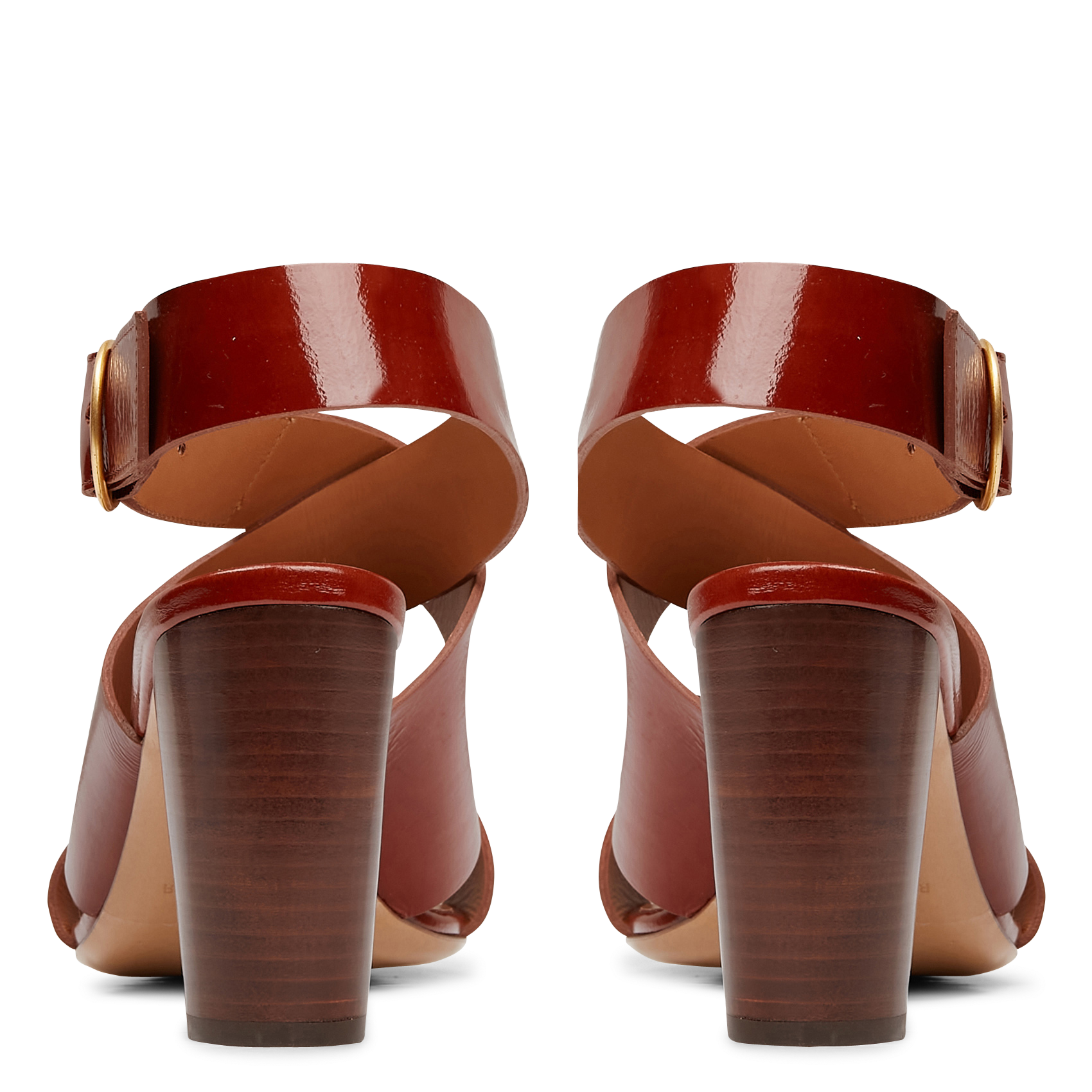 Sandales à talons en cuir métallisé RIVECOUR Marron