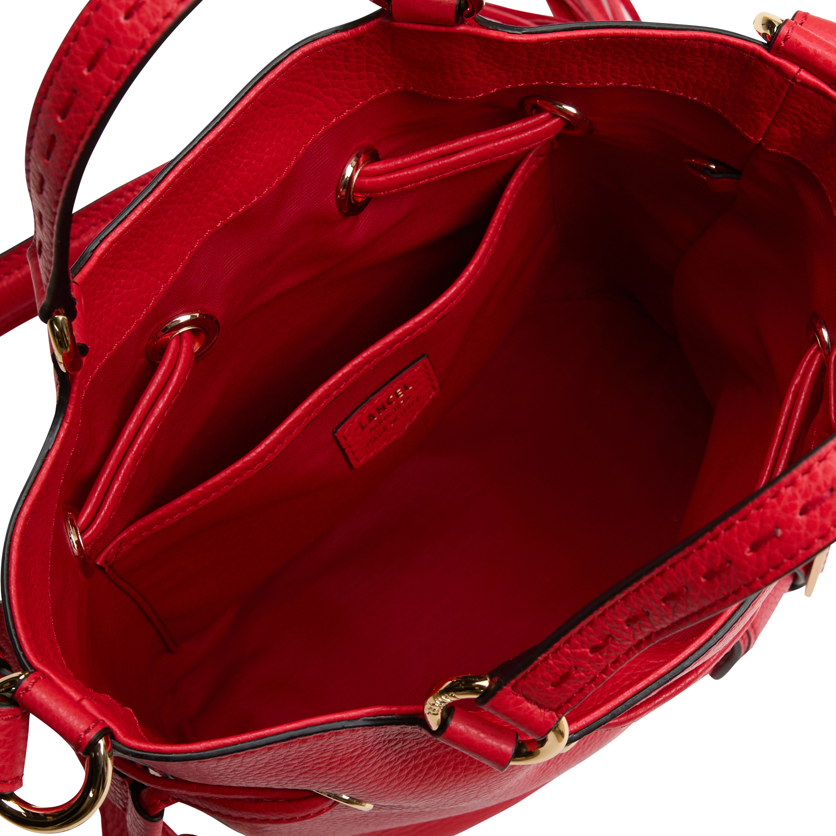 Sac seau en cuir grainé LANCEL Rouge