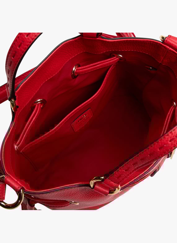 Grained leather bucket bag Red Lancel Women Place des Tendances