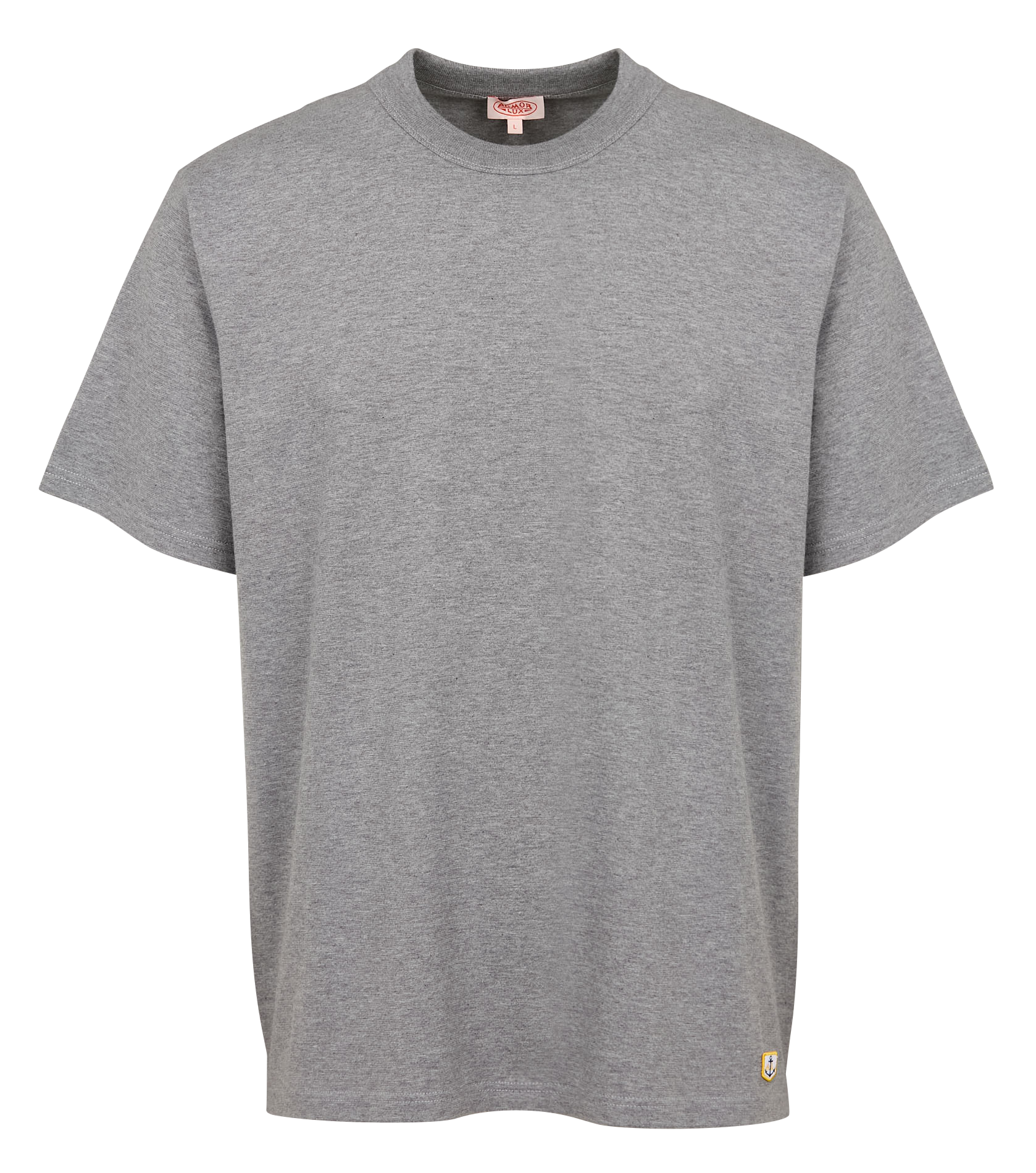 Recht T-shirt van biokatoen met hoog aansluitende kraag Grijs