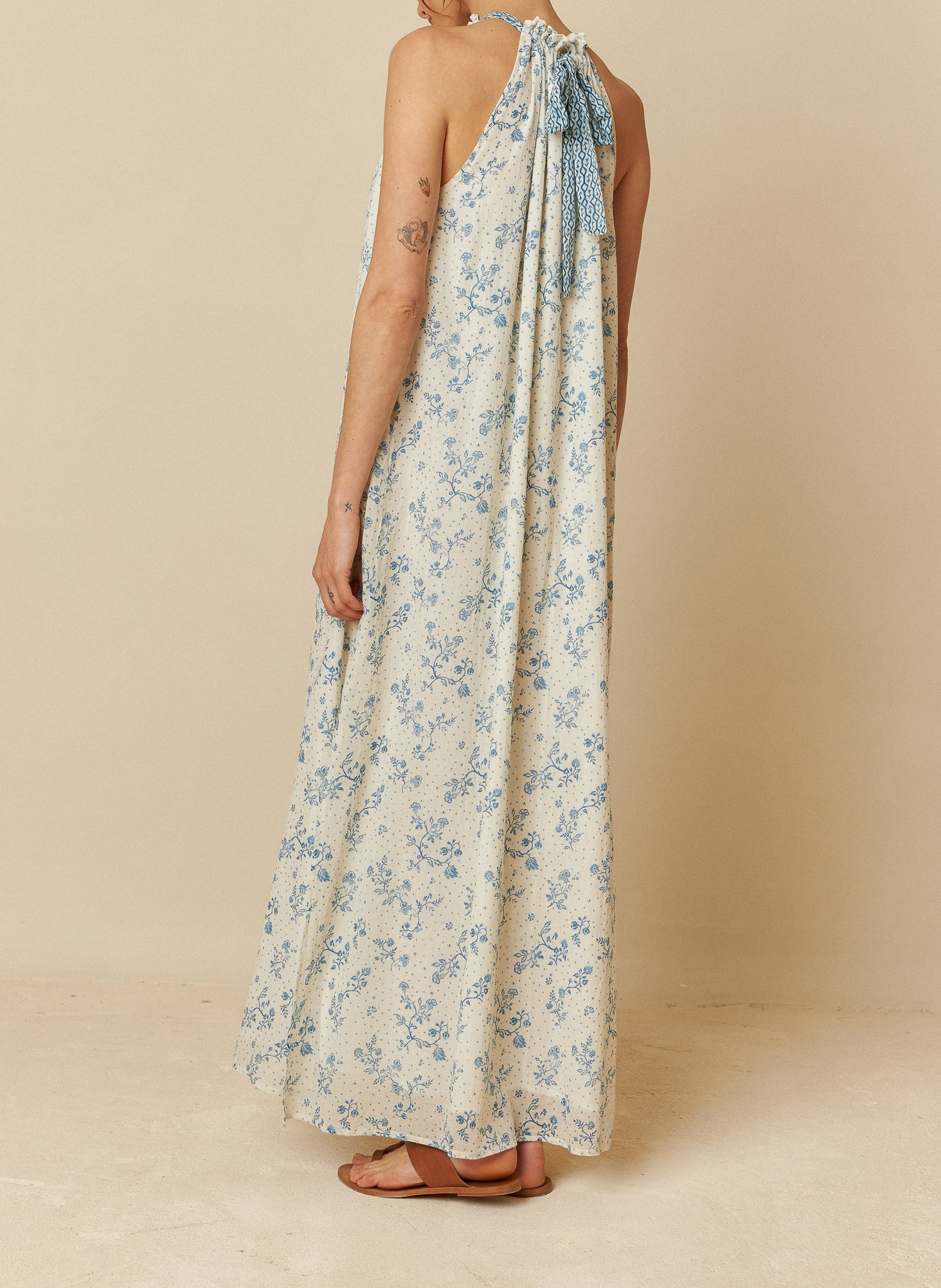 Long printed cotton dress INDI & COLD Beige