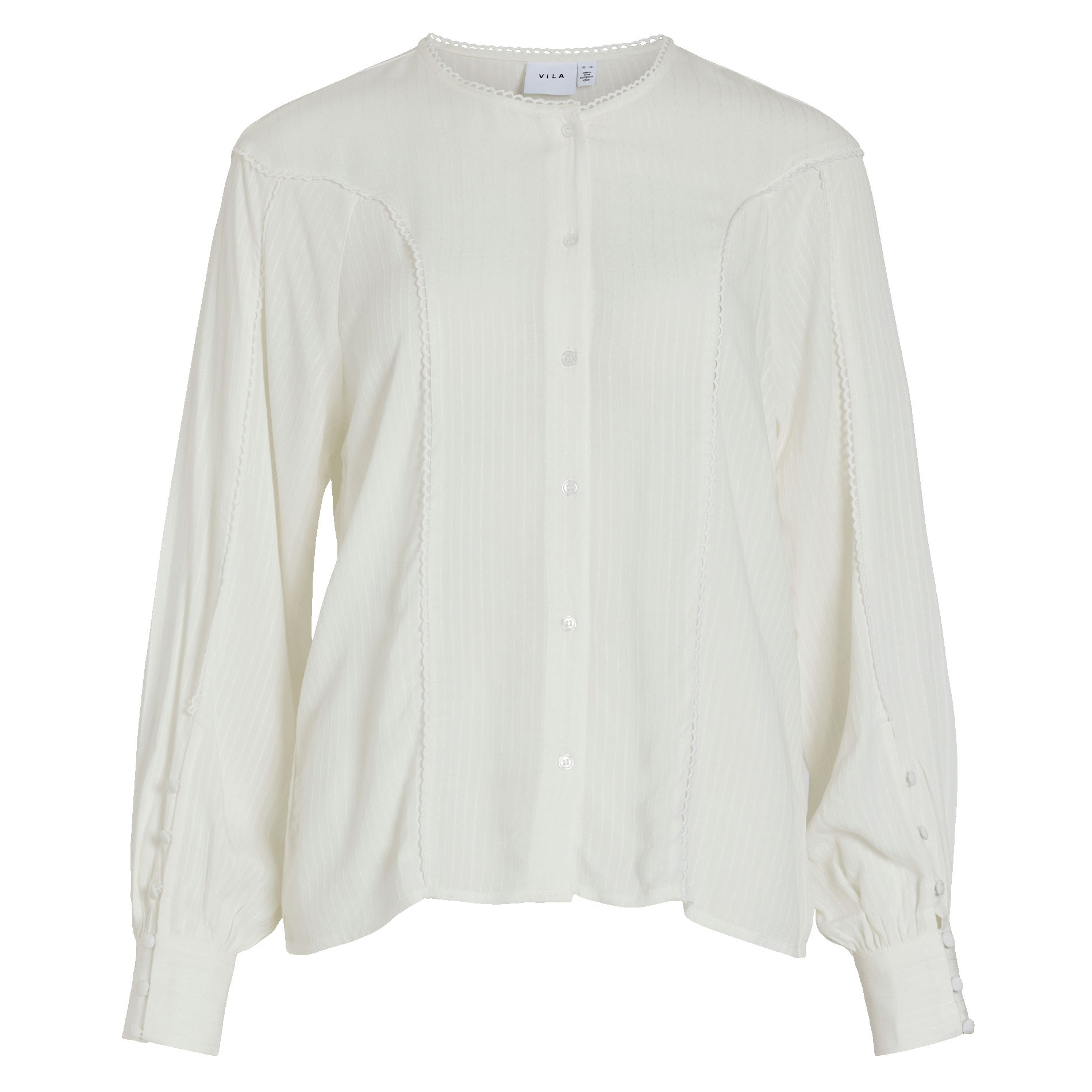 Weites Hemd mit Rundhalsausschnitt und Streifen VILA Beige