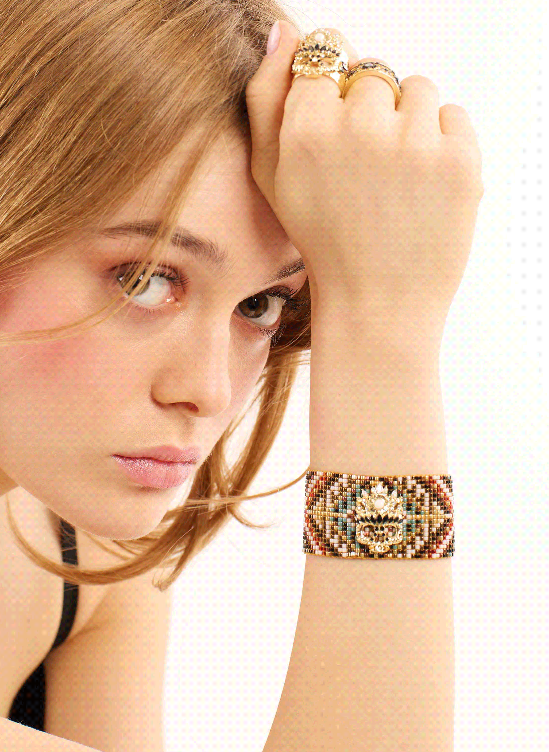 Cuff bracelet with magnetic clasp HIPANEMA Golden