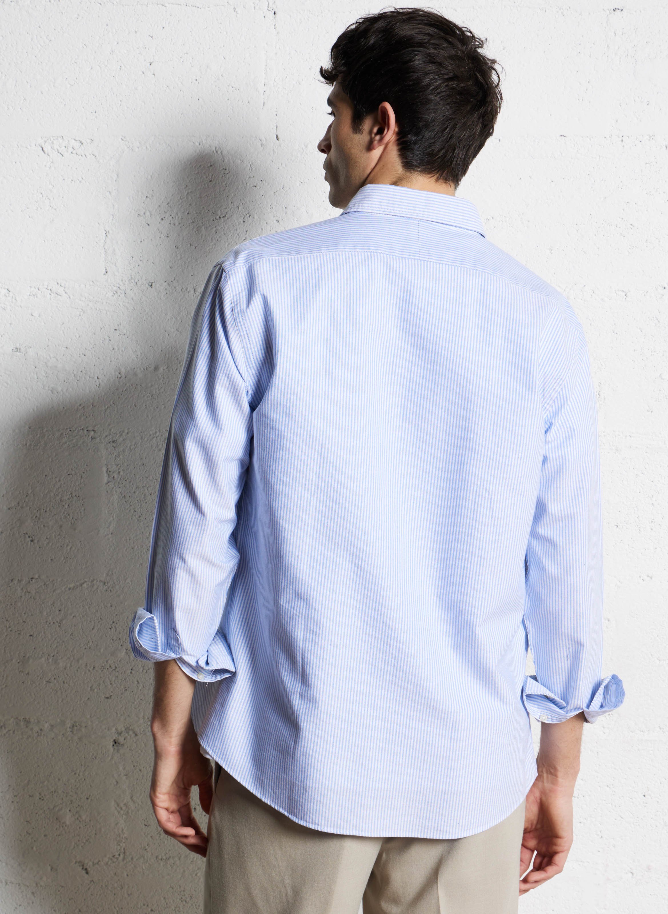 Chemise rayée en coton SELECTED Bleu