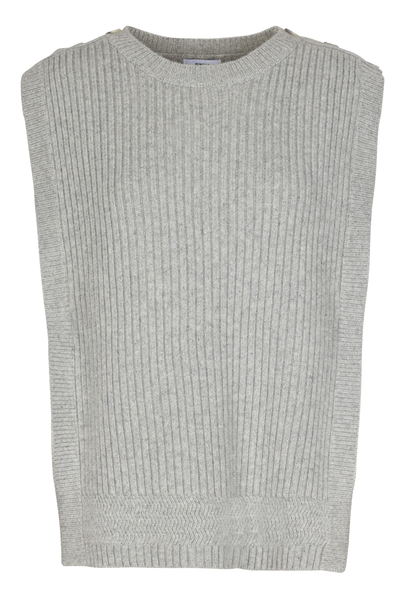 Pull col rond en laine mélangée SUNCOO Gris