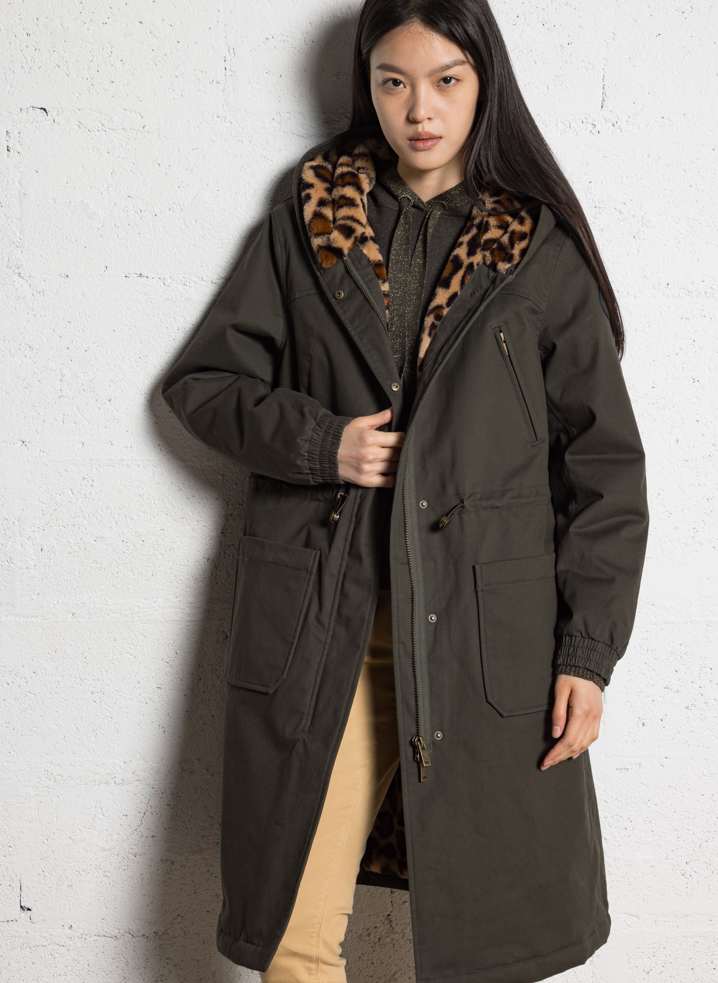 Rechte jacquard jas  ONE STEP Groen