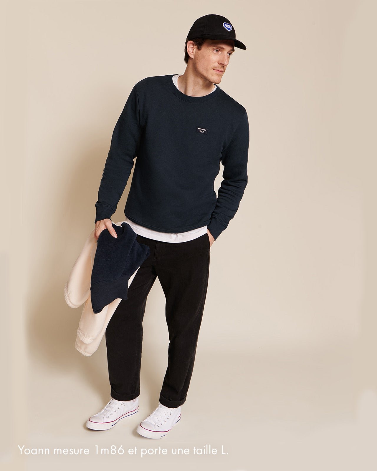 The mini patch awesome dad organic cotton sweatshirt EMOI EMOI Blue