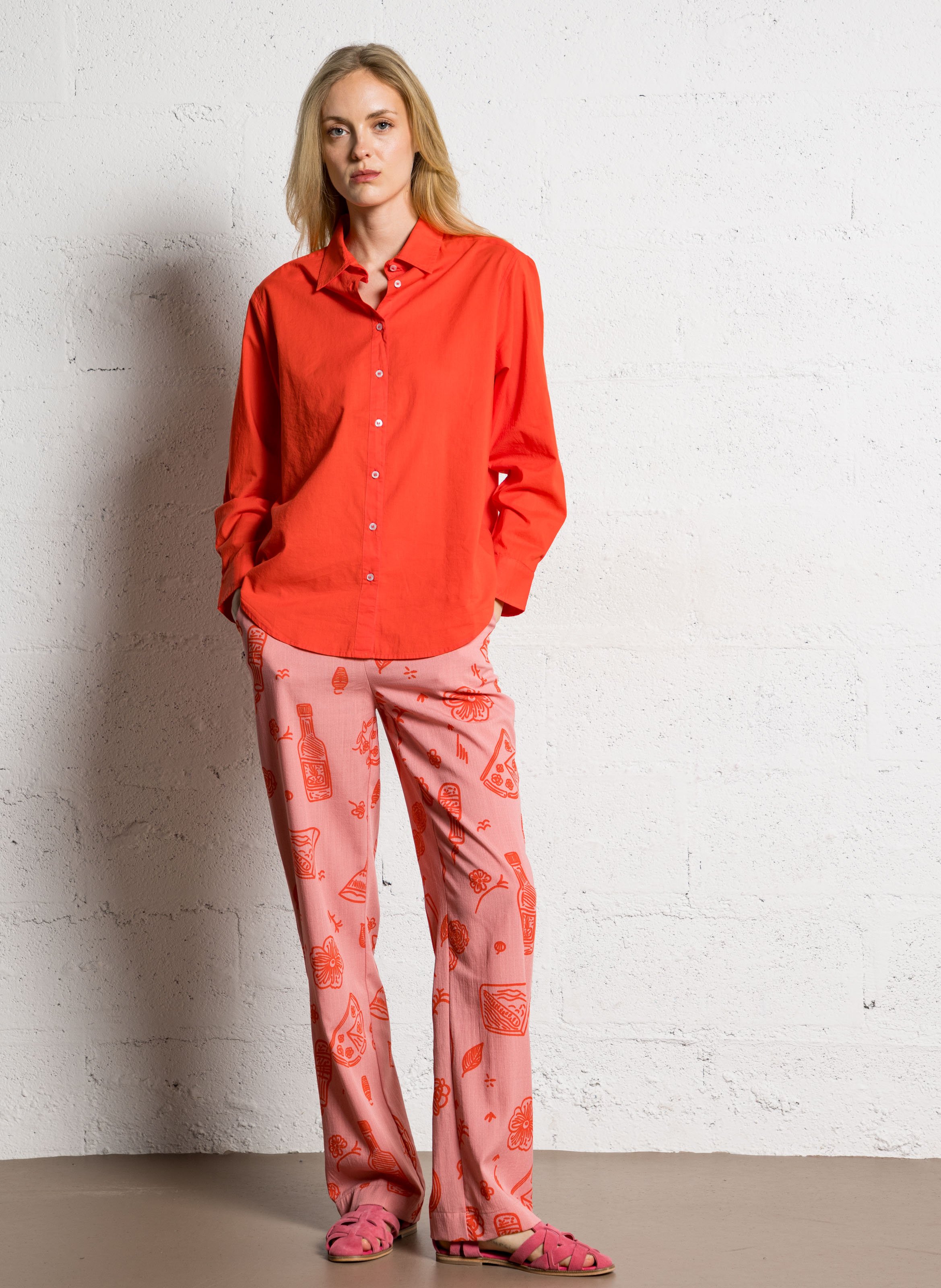 Norton printed straight trousers OBJECT Pink