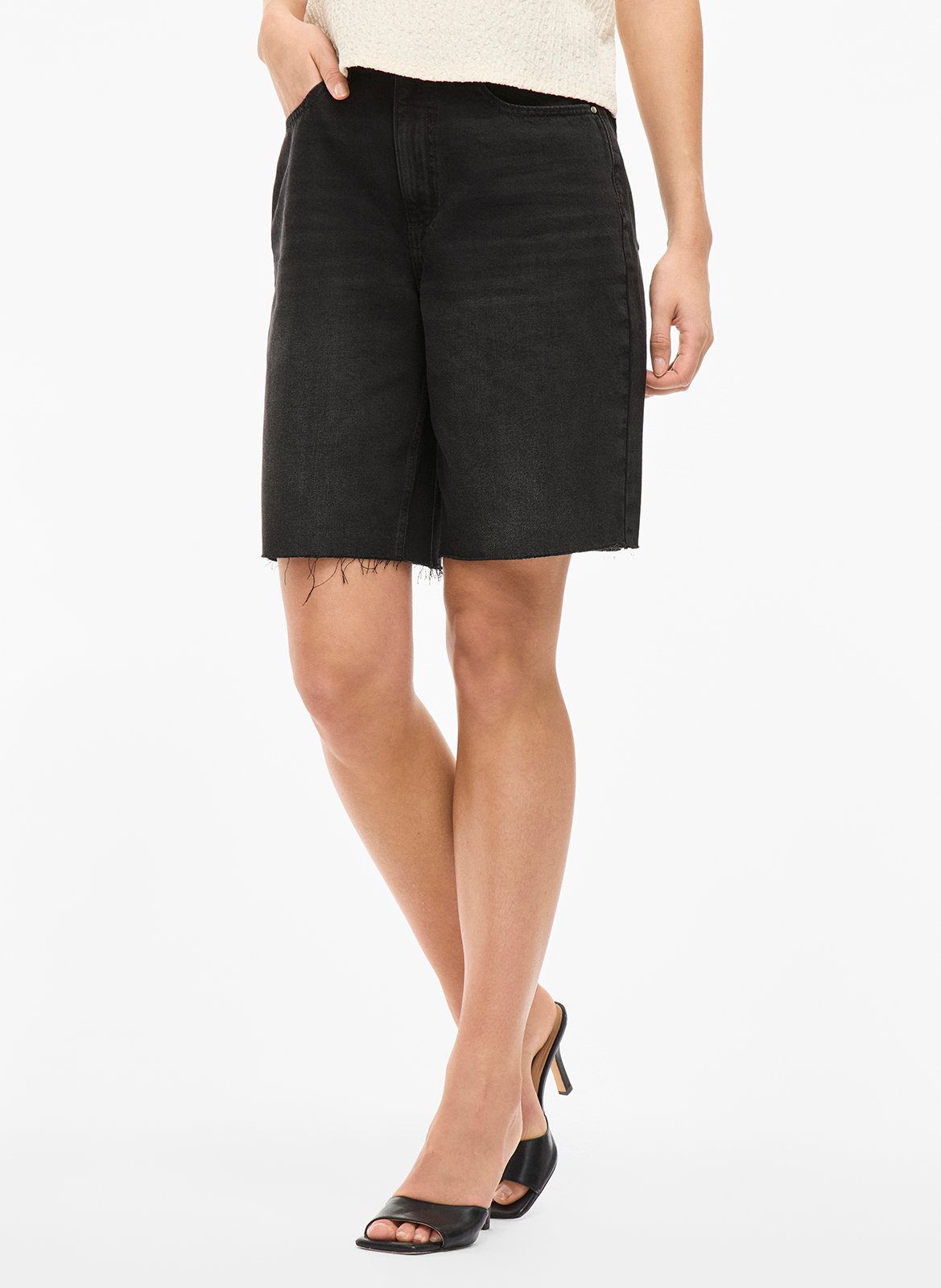 Bermuda droit en coton mélangé VILA Noir