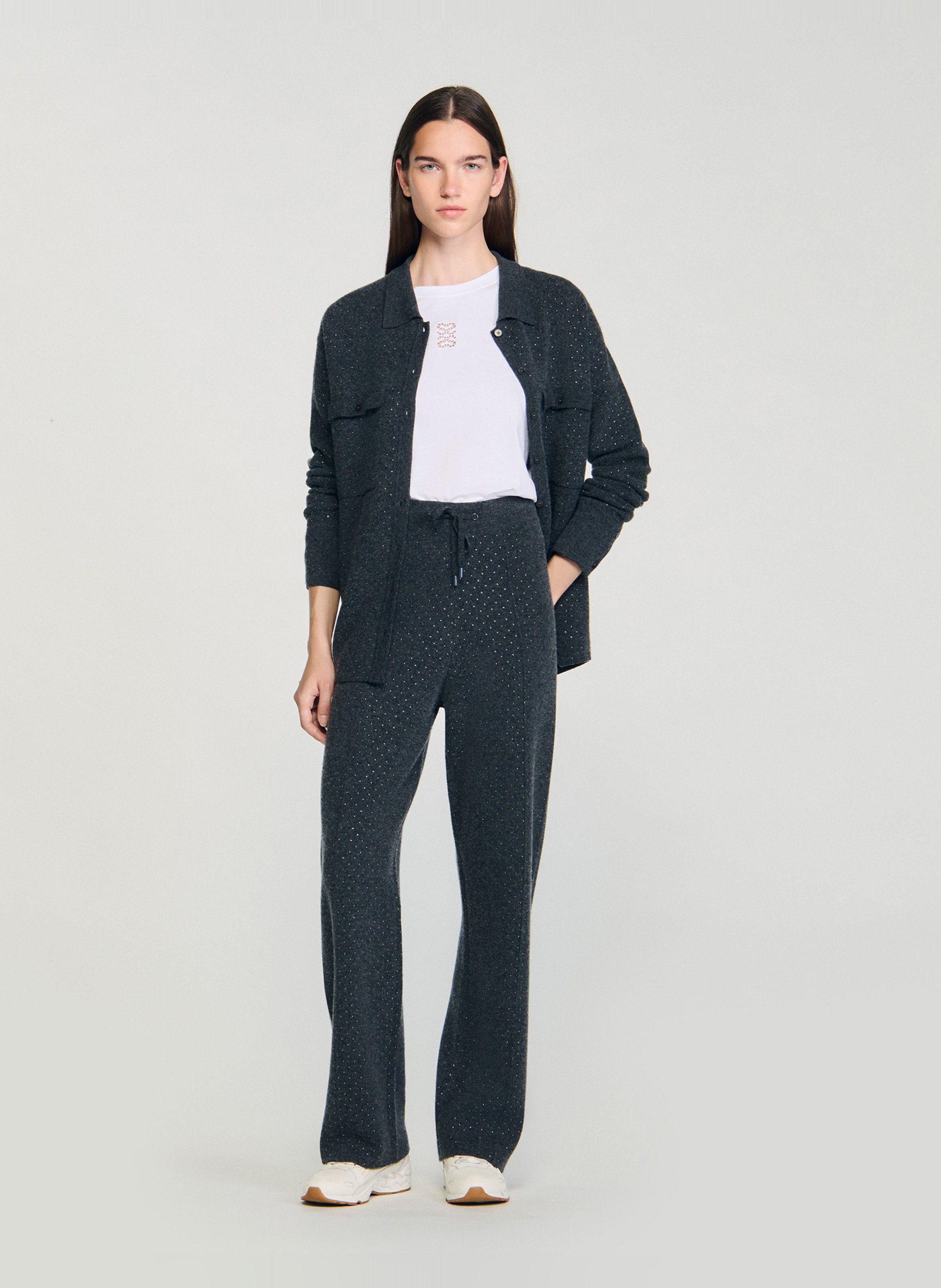 Declic wool-blend loose-fit trousers SANDRO Grey