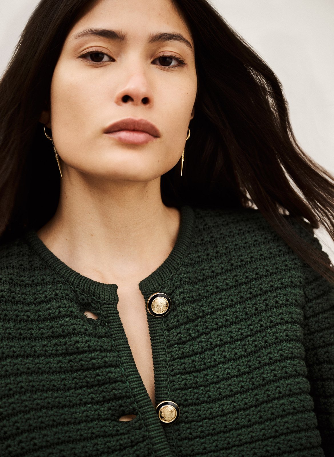 Gilet droit en coton mélangé BA&SH Vert