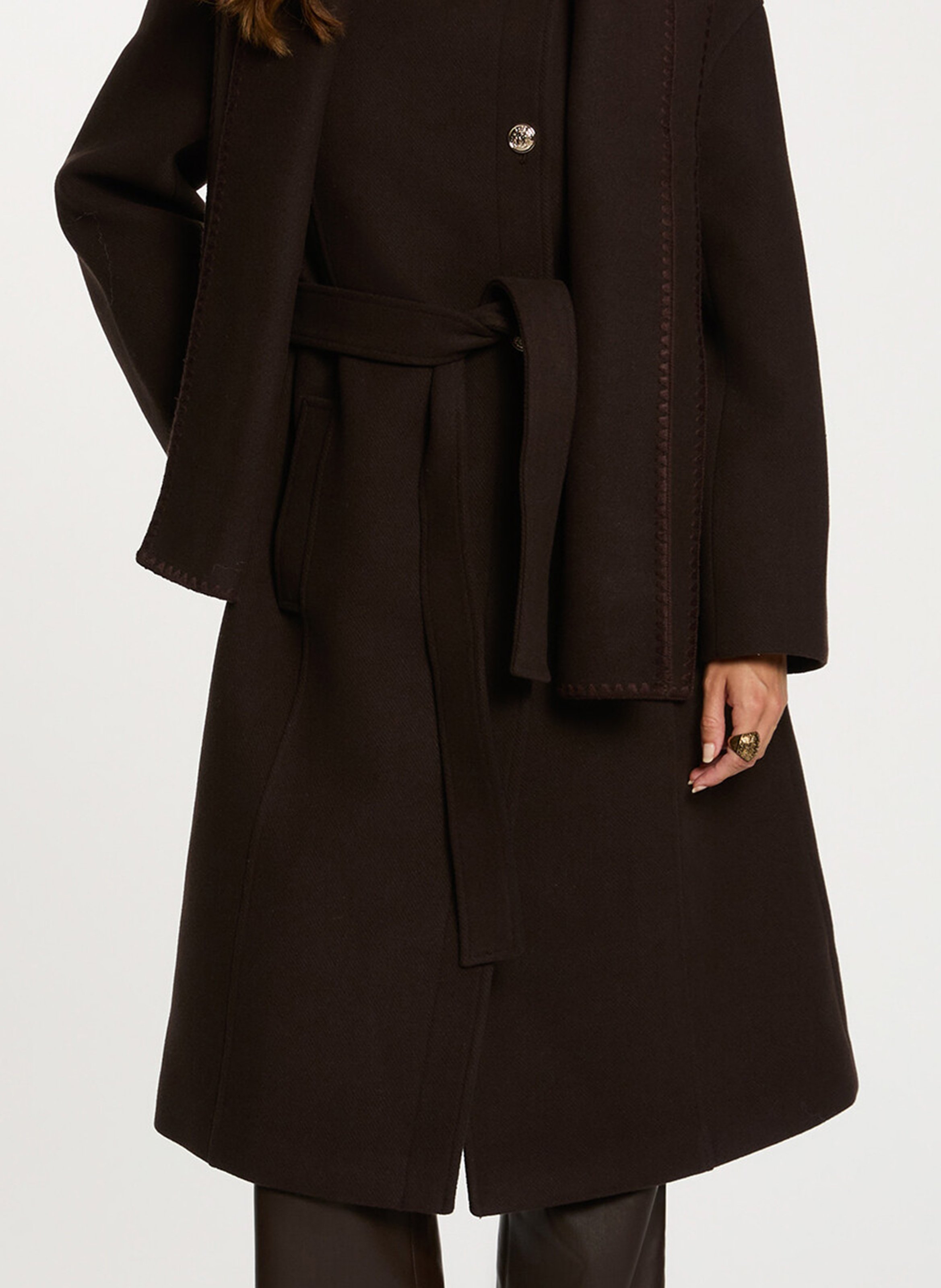 High collar coat MORGAN Brown