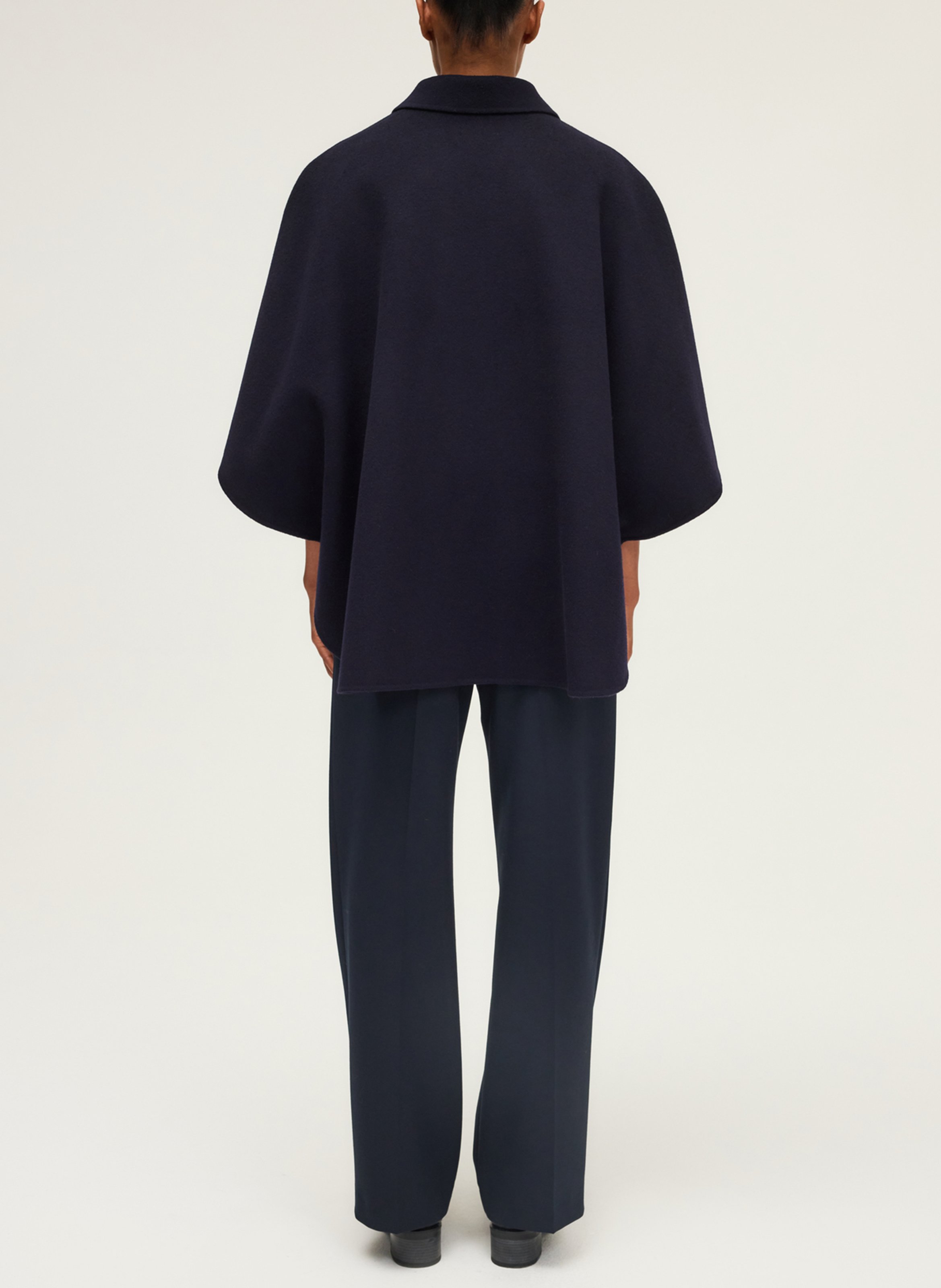 Manteau cape uni en laine PABLO Bleu