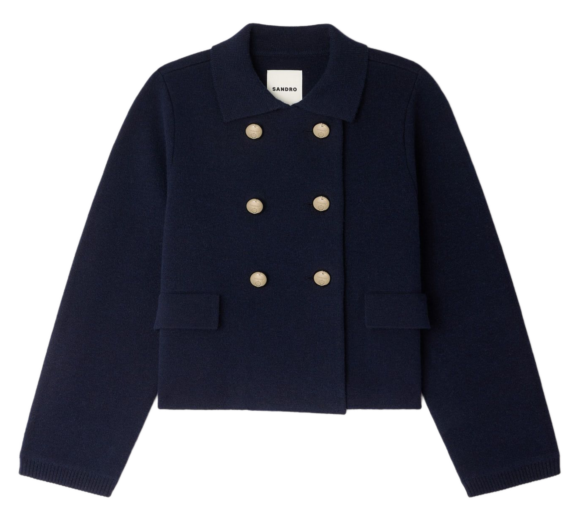 Veste droite boutonnée en laine SANDRO Bleu