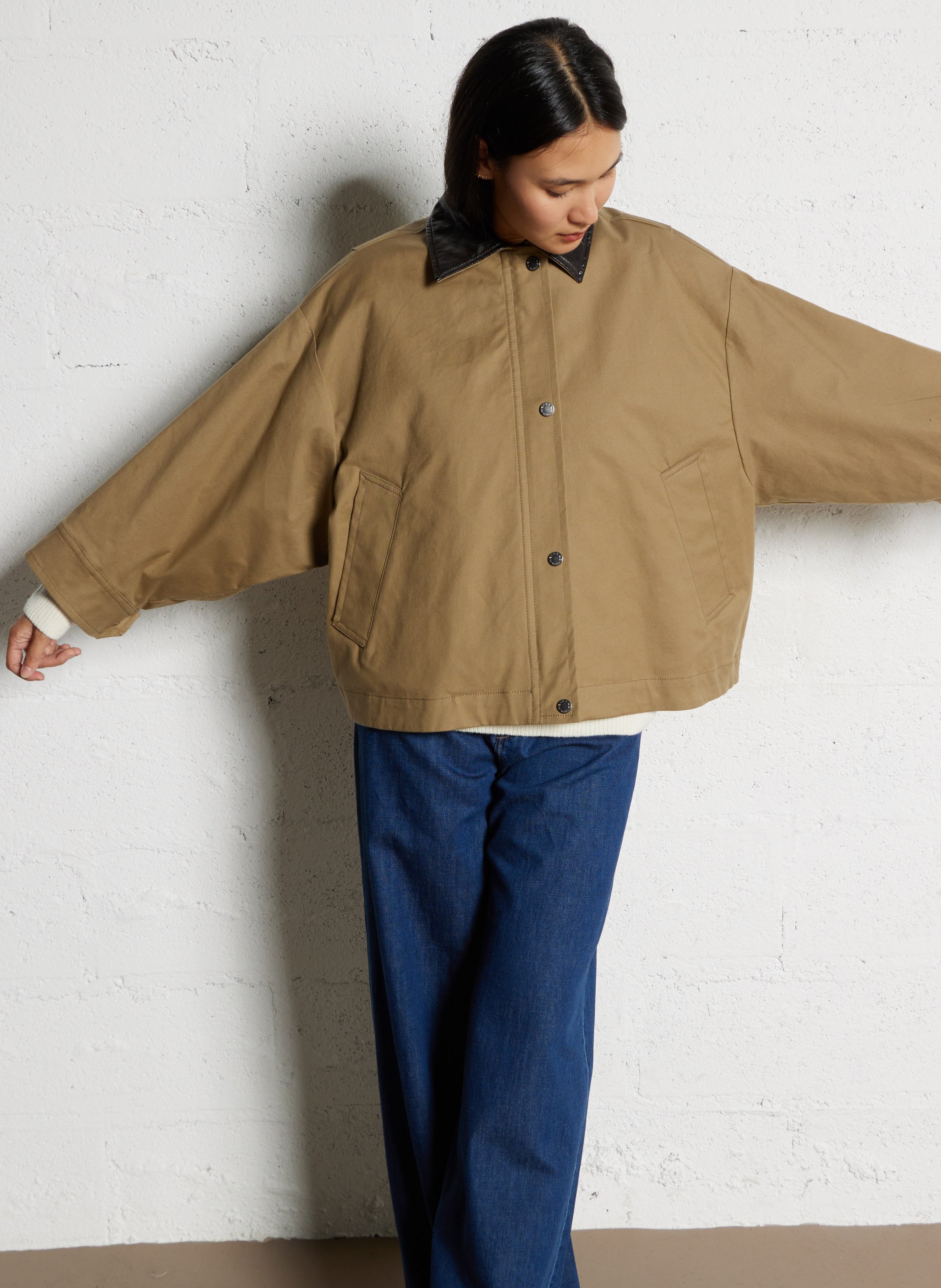 Cotton-blend coat with classic collar MAX MARA WEEK END Brown