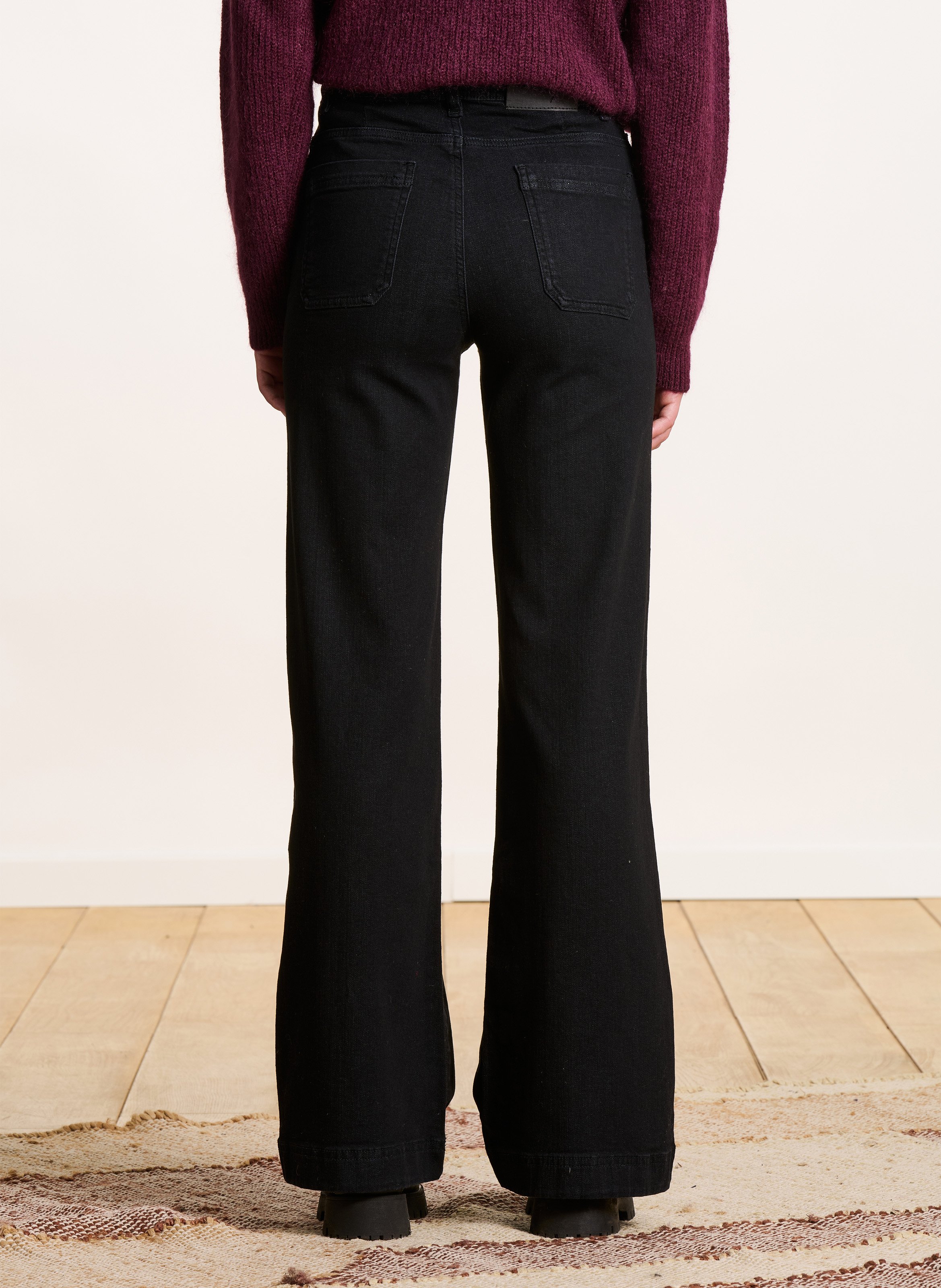 Jean large uni en coton bio LA FEE MARABOUTEE Noir