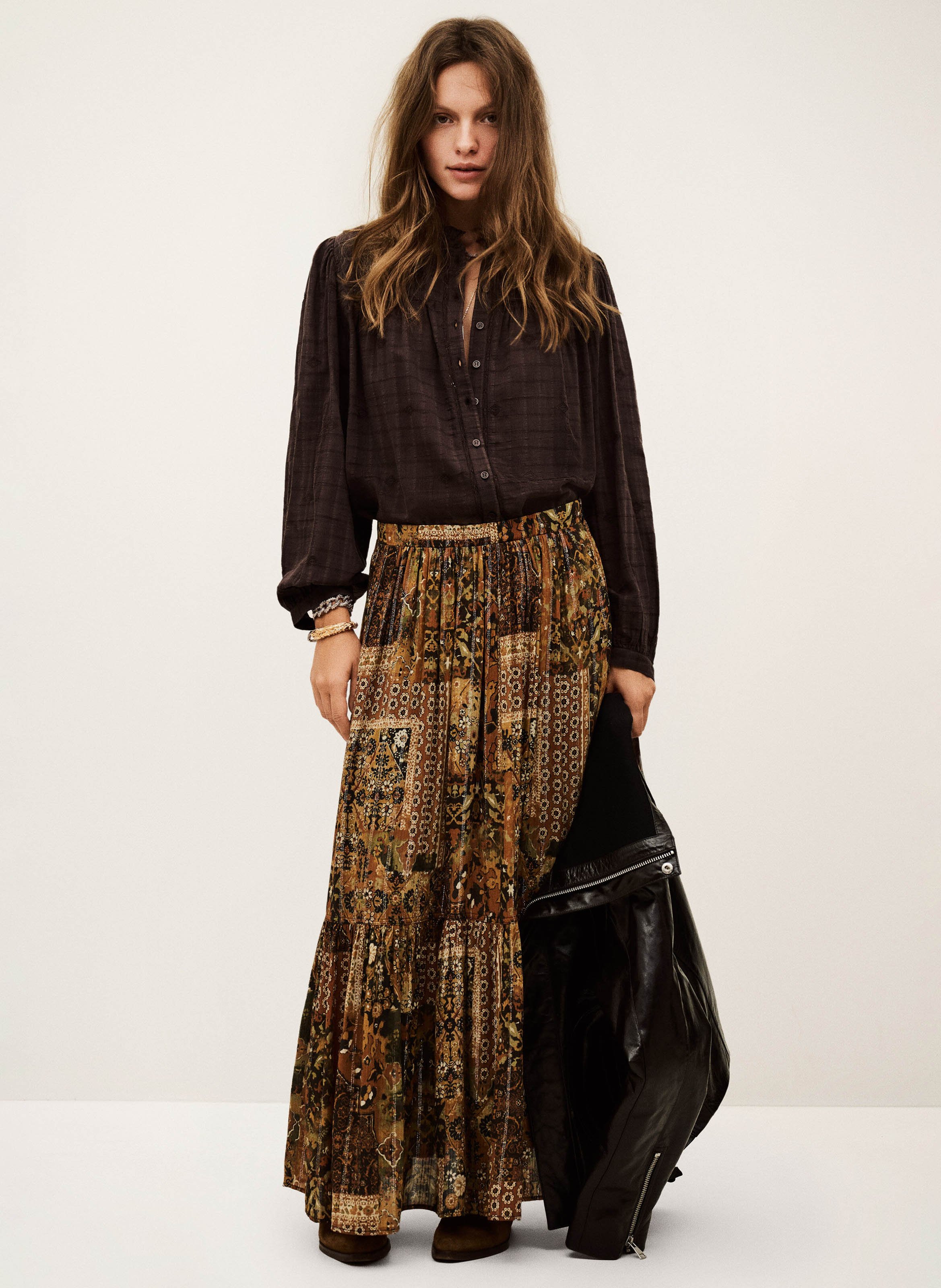 Jupe longue imprimée BA&SH Orange