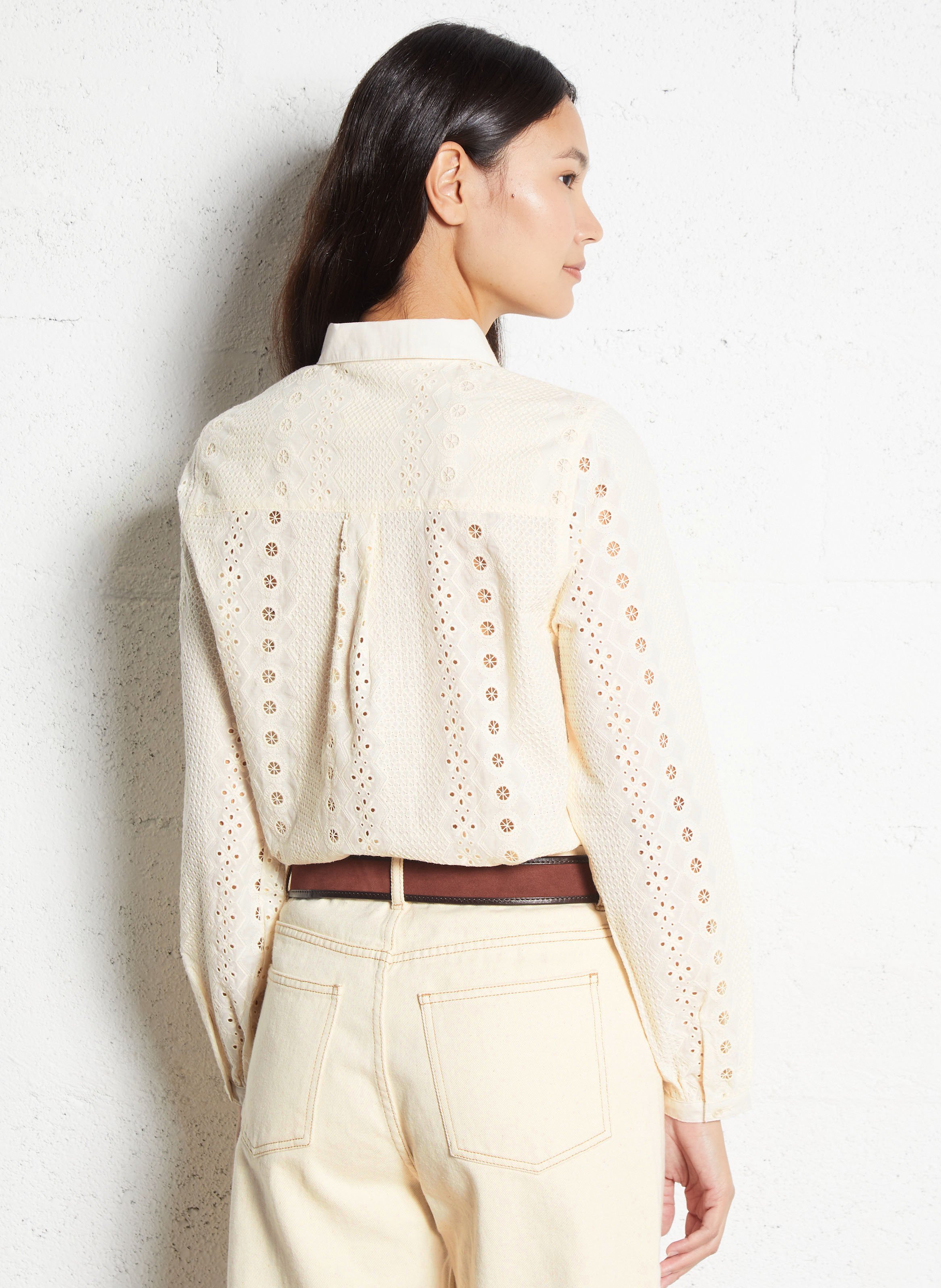 Chemise droite en broderie anglaise SUD EXPRESS Blanc