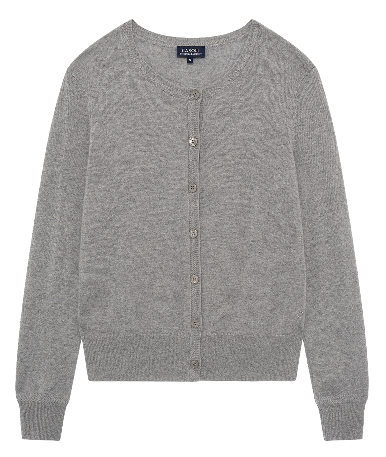 Gilet en cachemire col rond CAROLL Gris