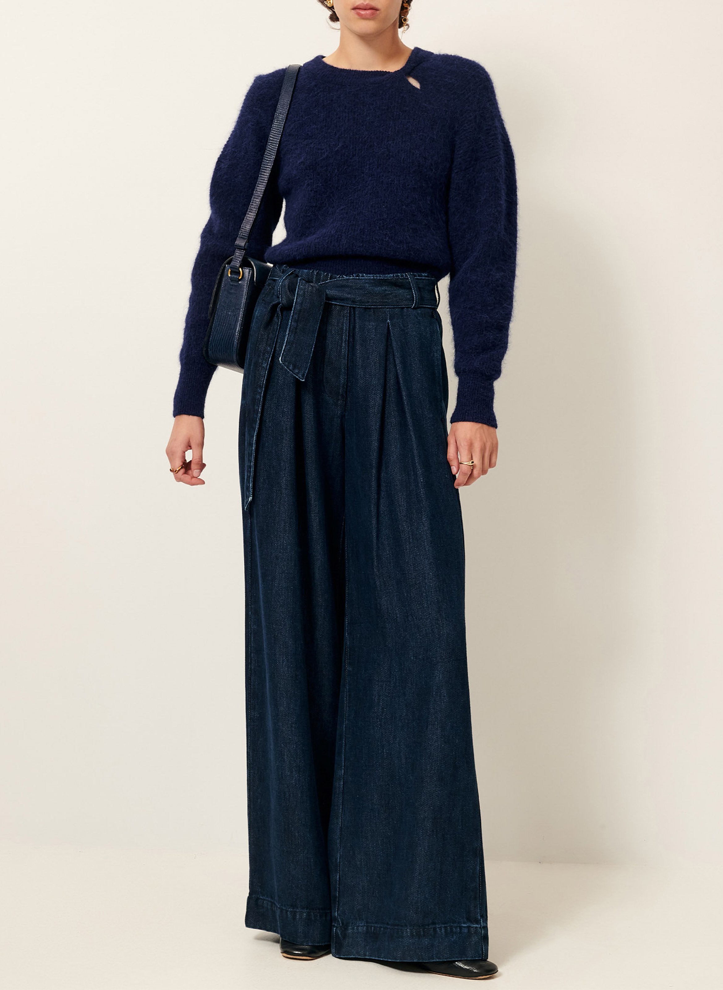 Pantalon large taille haute SESSUN Bleu