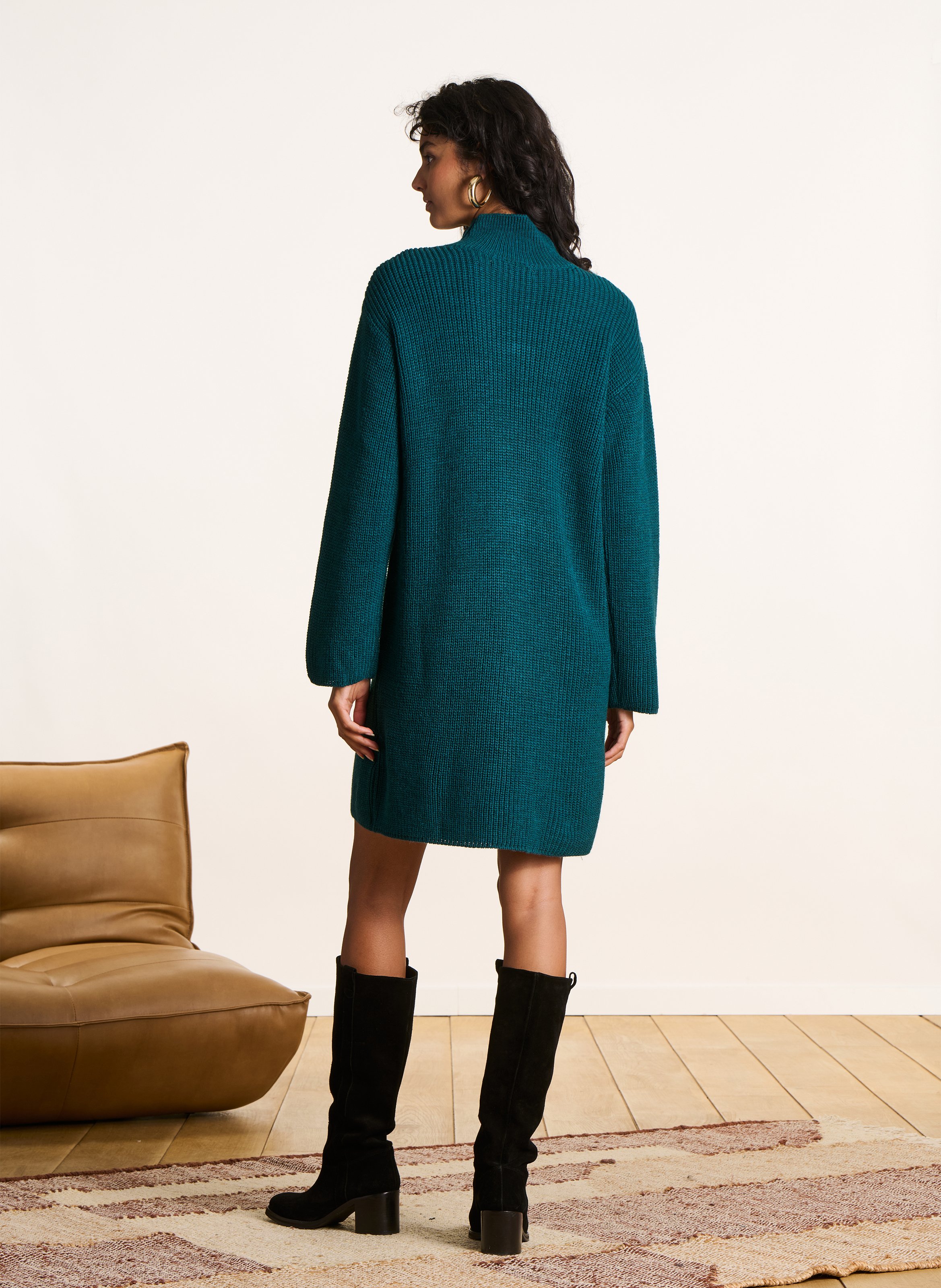 Robe courte col montant LA FEE MARABOUTEE Blue